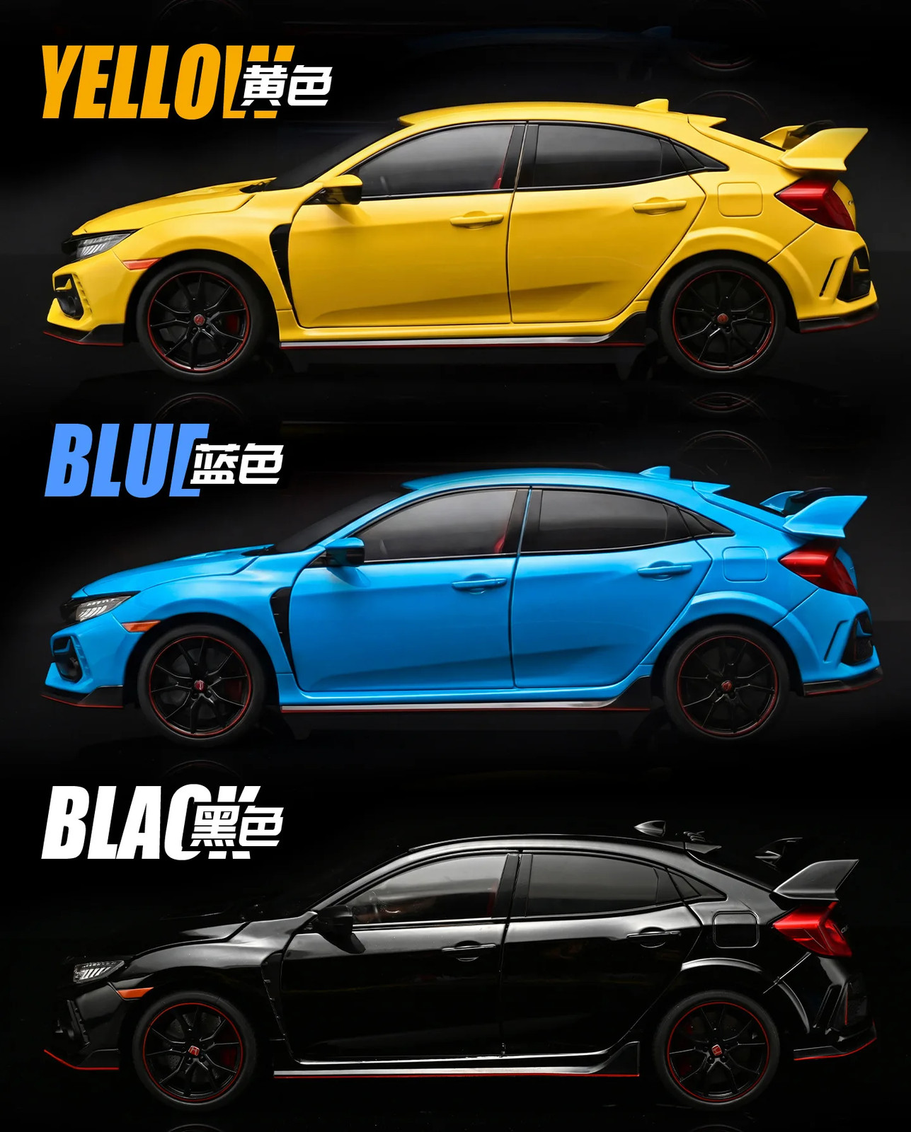 1:18 HONDA CIVIC TYPE-R 2020 Alloy Diecast Car Model Miniature Scale Kid’s Gift