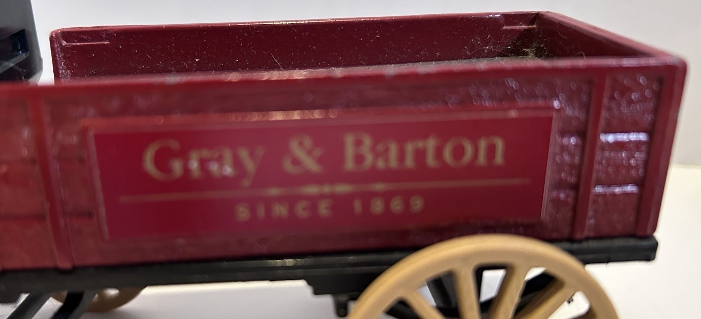 Ertl Die Cast Metal Gray and Barton Horse and Plastic Wagon Toy Delivery Vintage