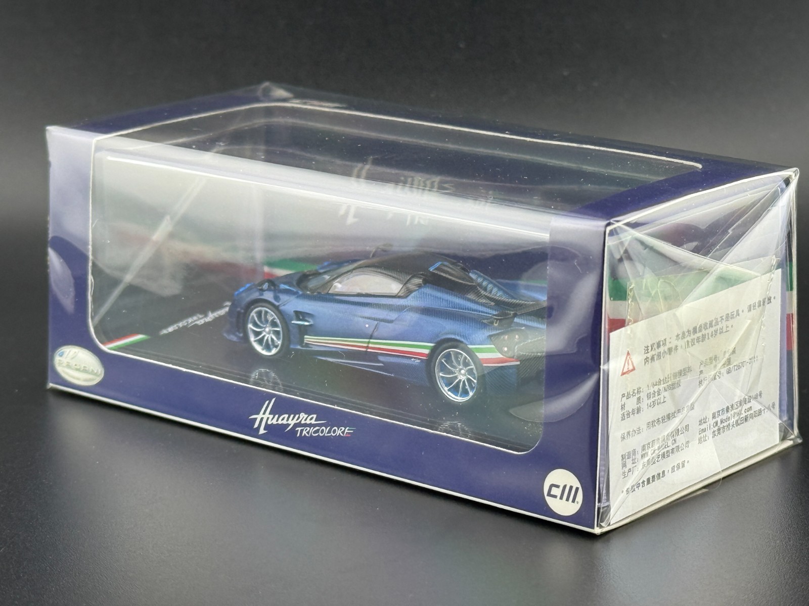 CM Model Pagani Huayra Tri-Color Carbon Blue 1/64
