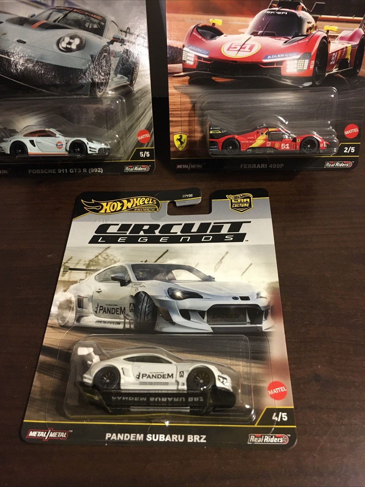 HOT WHEELS PREMIUM CAR CULTURE CIRCUIT LEGENDS FERRARI 499P , 911 Porsche, BRZ