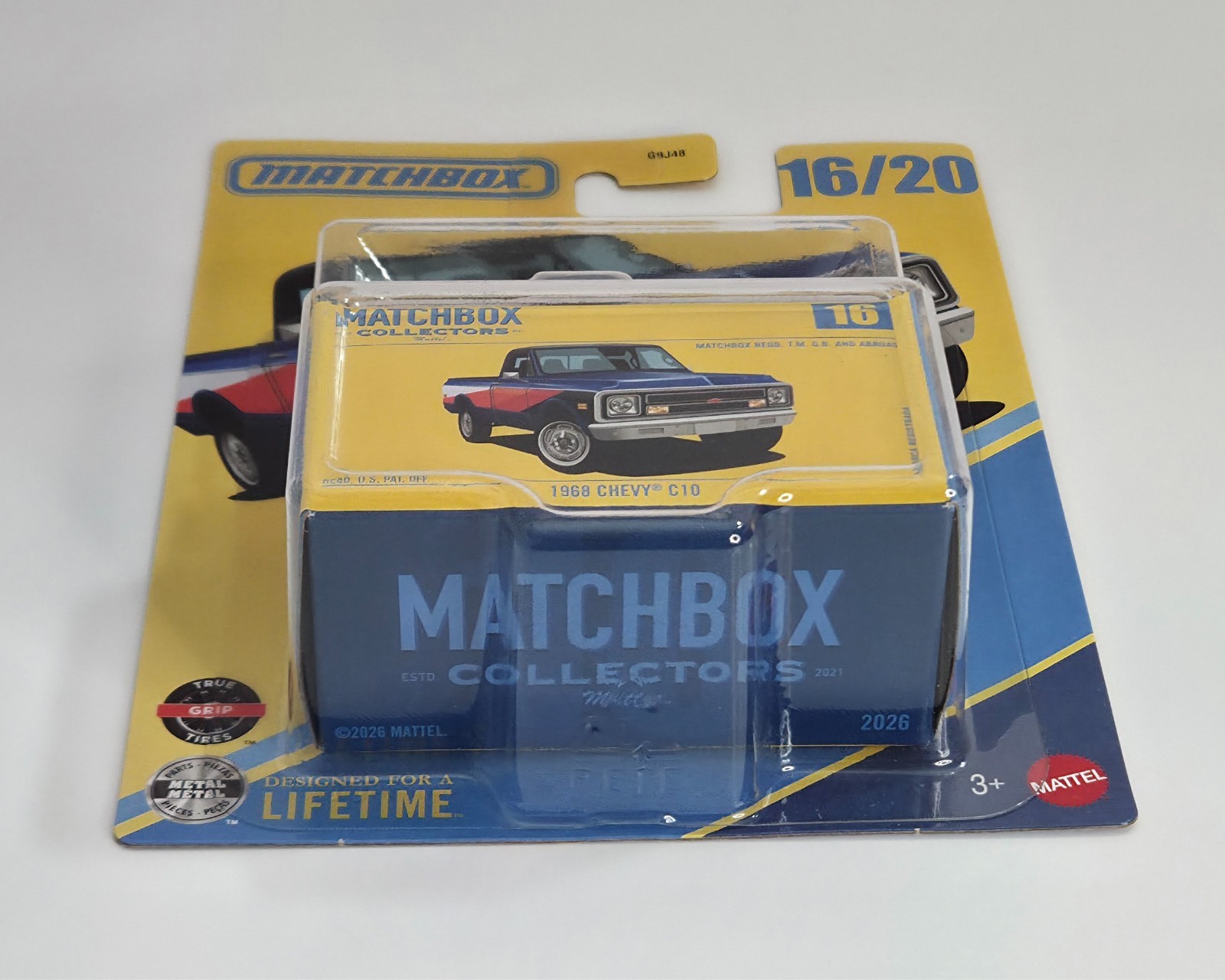 1968 Chevy C10 16/20 COLLECTORS SERIES Matchbox 2026 JJW06 blue pickup truck