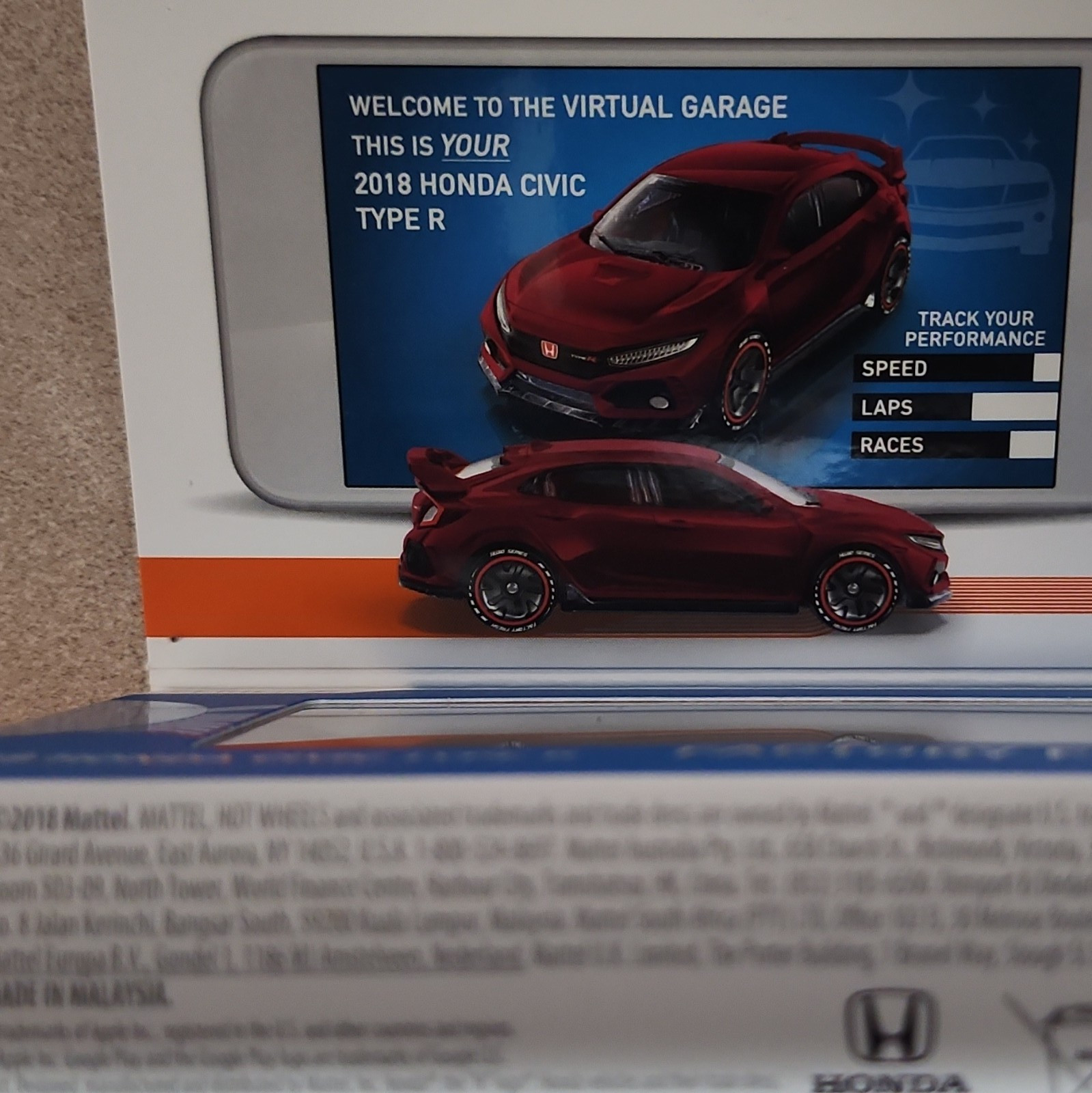 Hot Wheels 1:18 2018 Honda Civic Type R Factory Fresh Diecast Limited Edition ID