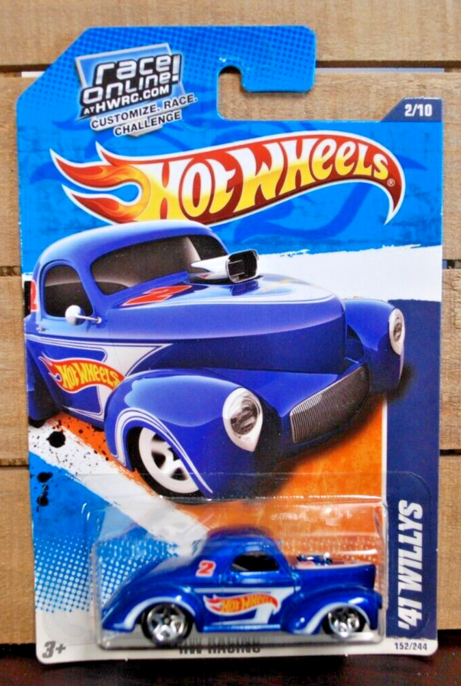 HOT WHEELS 1/64 DIECAST CAR 1941 WILLYS GASSER HW RACING BLUE ©2010 ISSUE