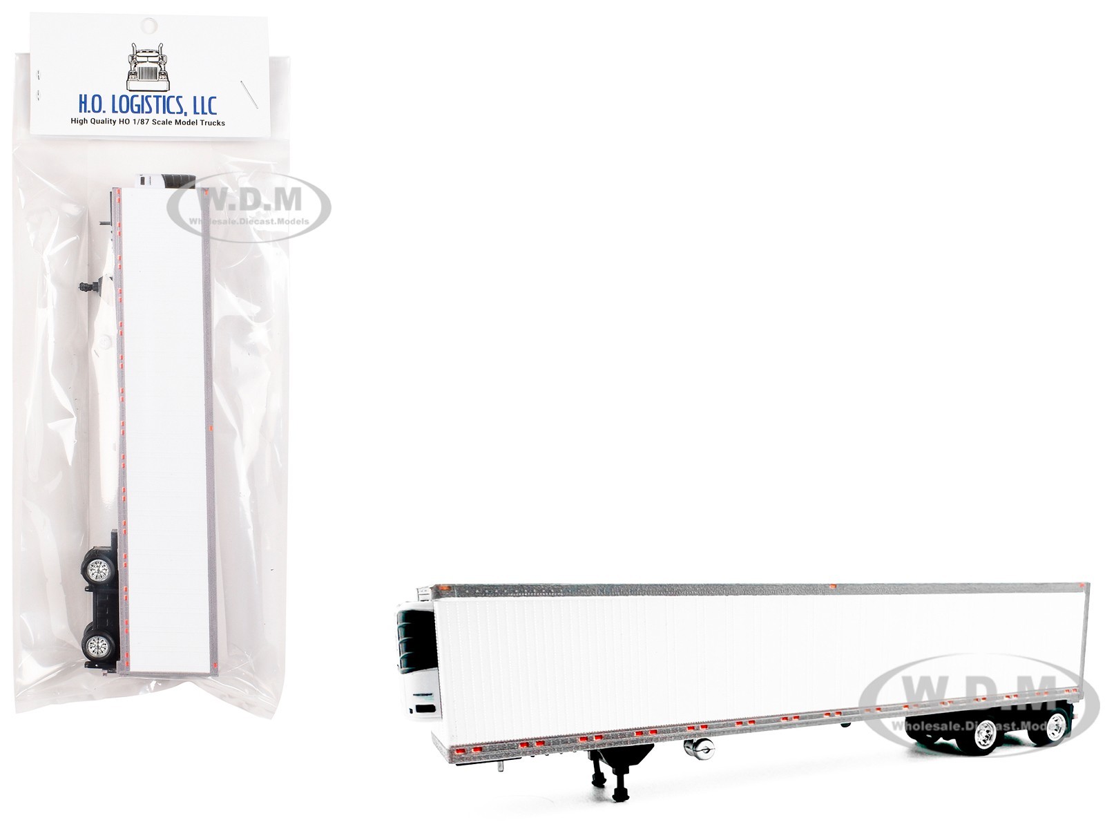 53′ SPREAD AXLE REEFER TRAILER WHITE 1/87 (HO) MODEL BY HO LOGISTICS HL-168