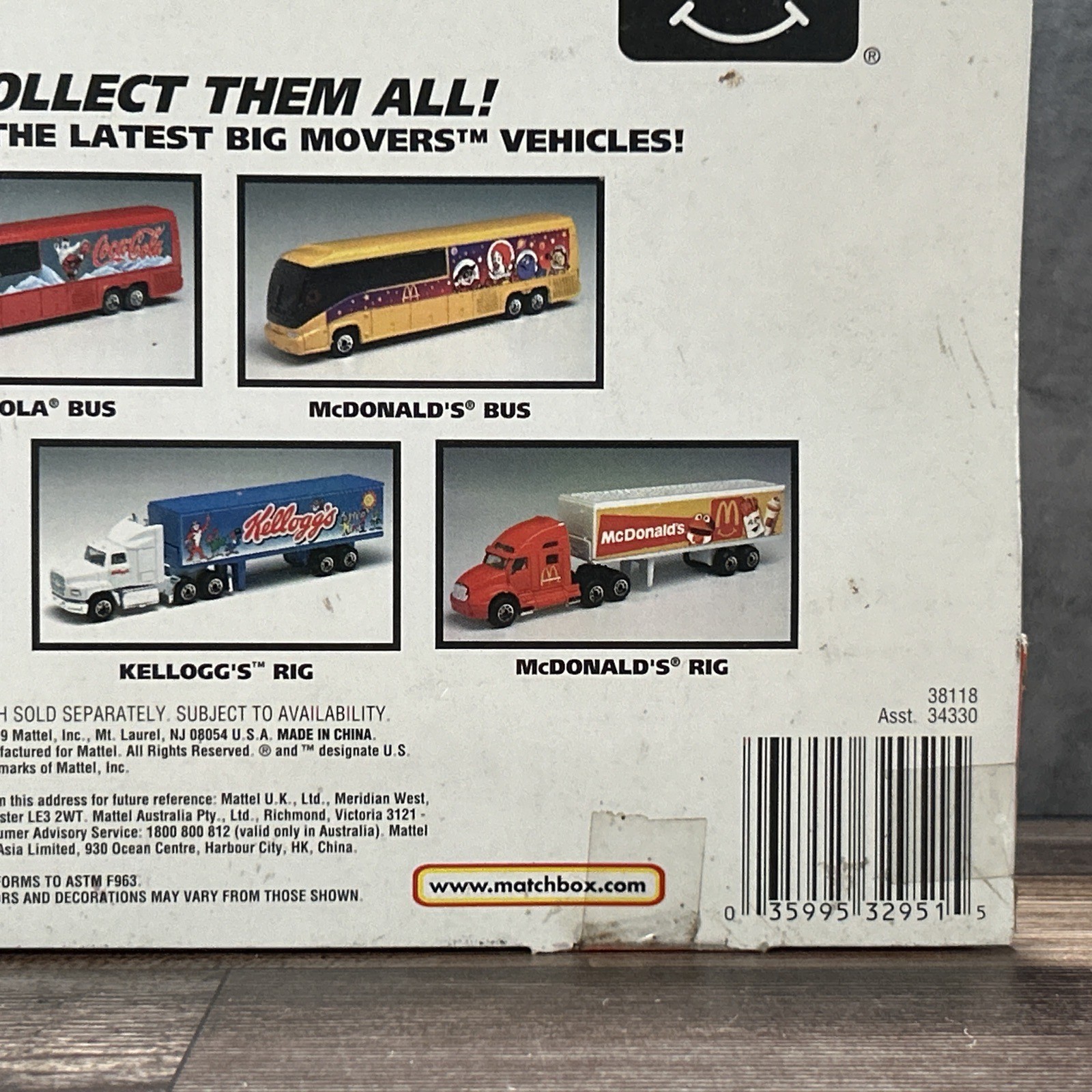 Vintage 1999 Mathbox Big Movers McDonalds Tractor Trailer Semi Truck NIP Mattel