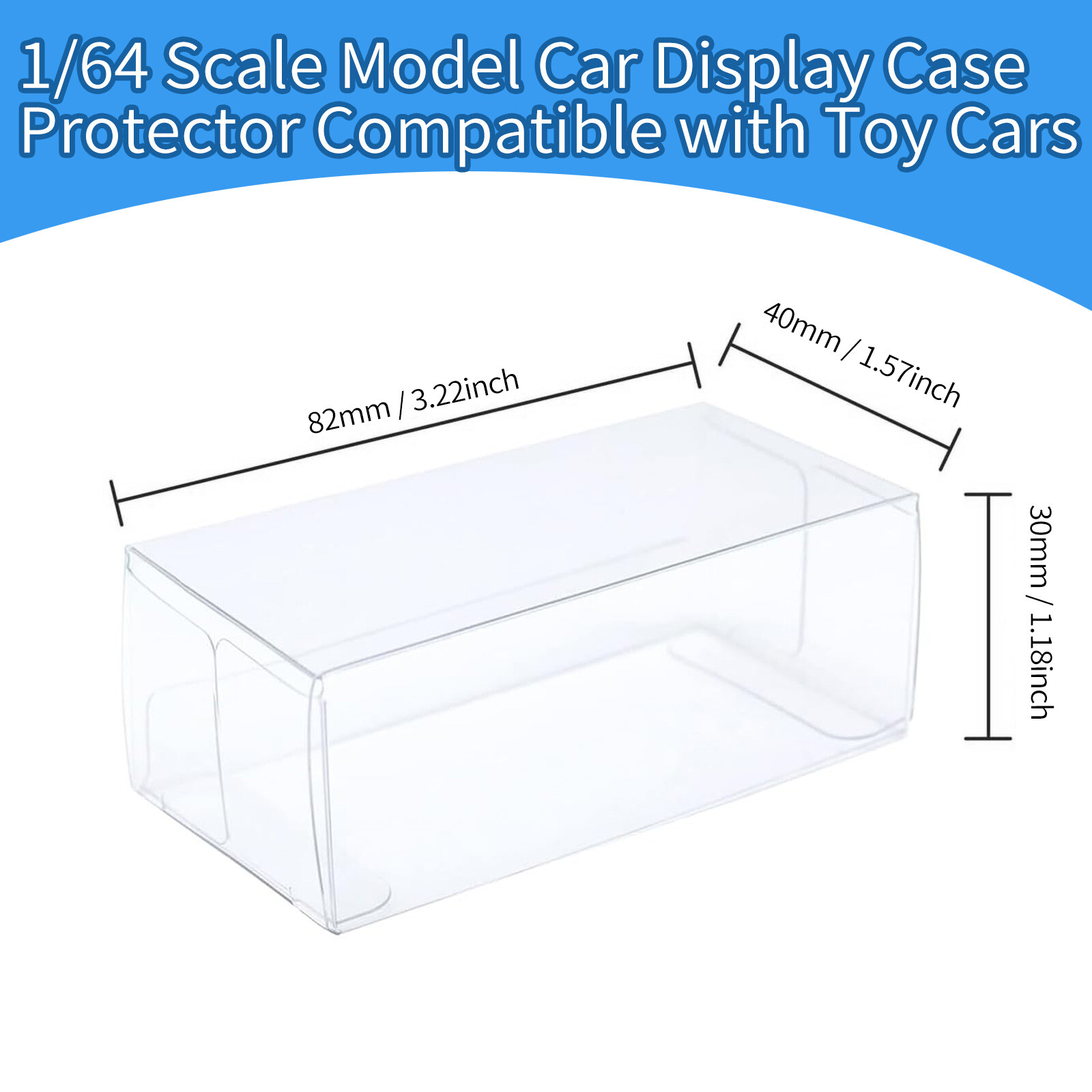 50pcs Clear PVC Display Case for 1/64 Hot Wheels & Tomica Model Cars Storage Box