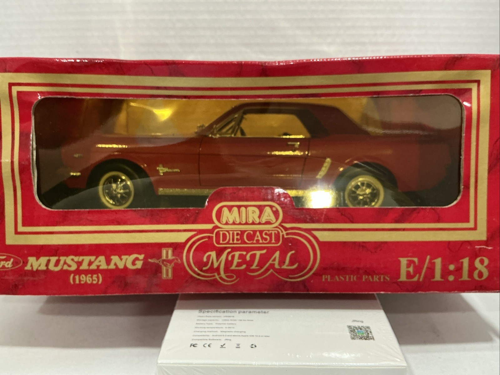 MIRA GOLDEN LINE 1965 Ford Mustang ~ Red Hard Top 1:18 Die Cast Car