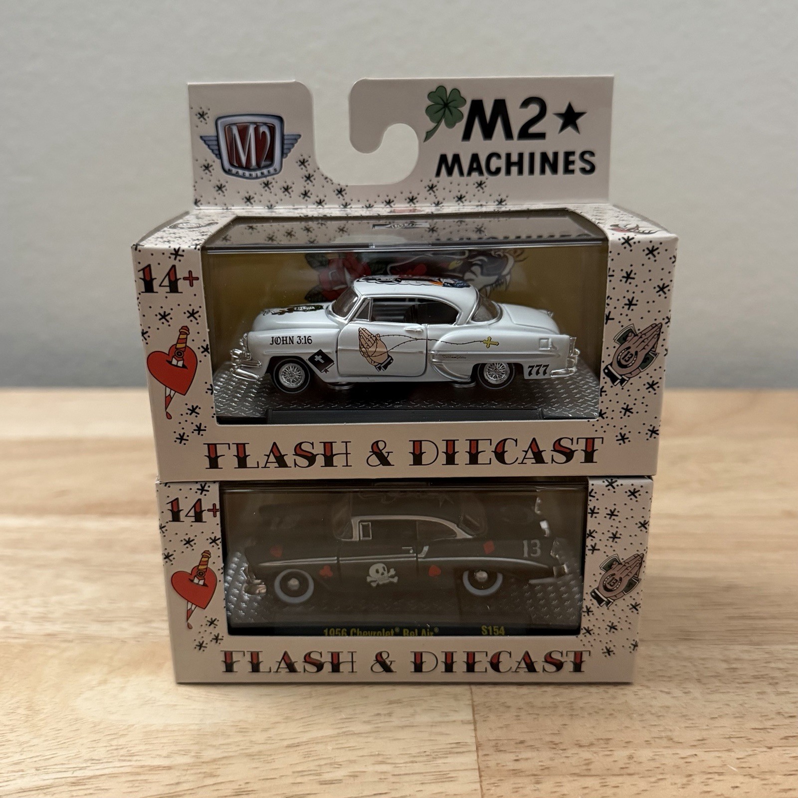 2026 M2 Machines 1954 & 1956 Chevrolet Bel Air CLASSIC TATTOOING Lot of 2 pcs
