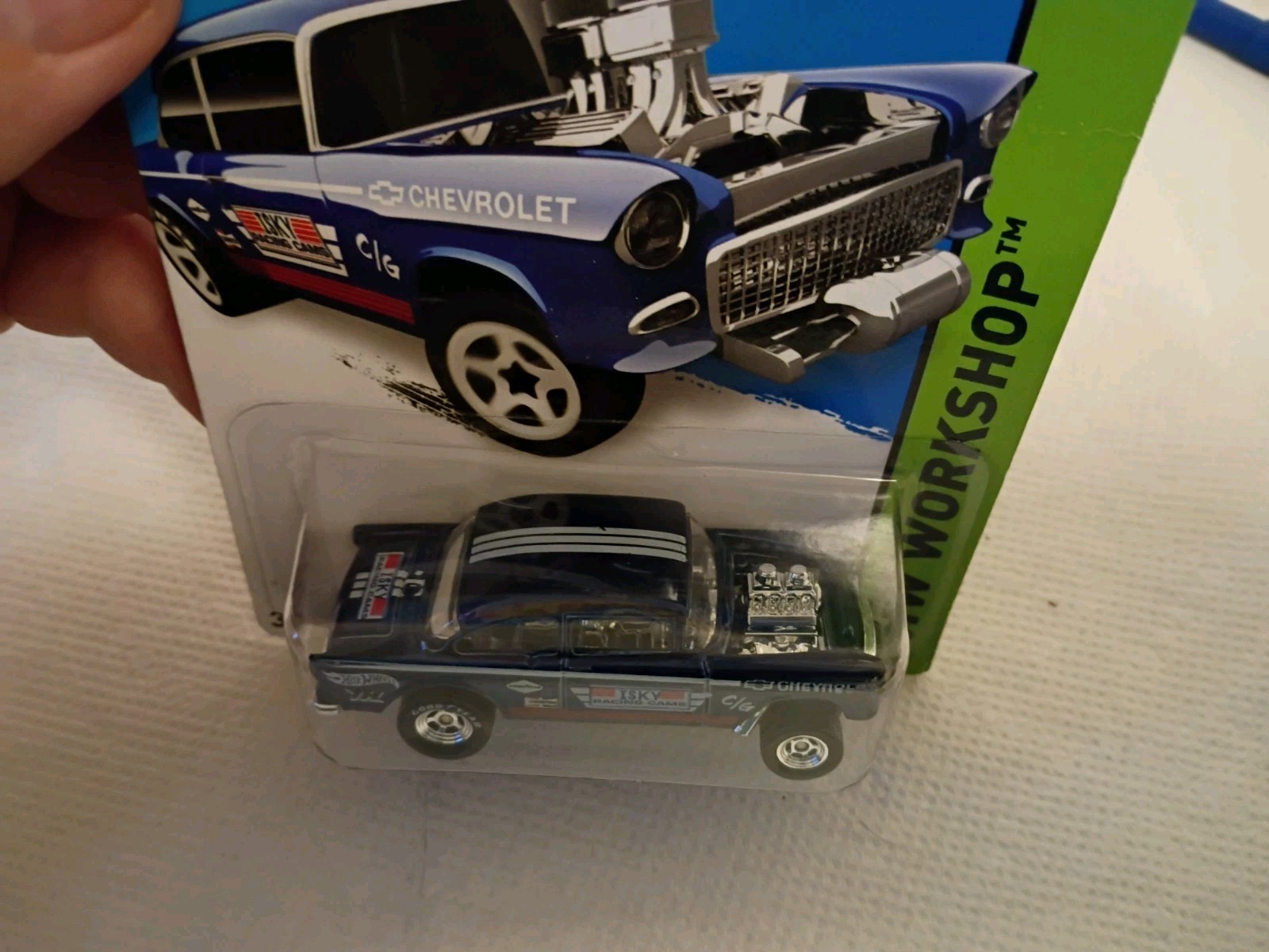 HOT WHEELS 2014 SUPER TREASURE HUNT ’55 CHEVY BEL AIR GASSER Sm Crease On Card