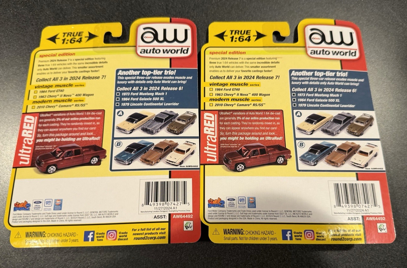 2024 New Auto World ULTRA RED Chase 2010 Chevy Camaro RS/SS & Yellow Version HTF