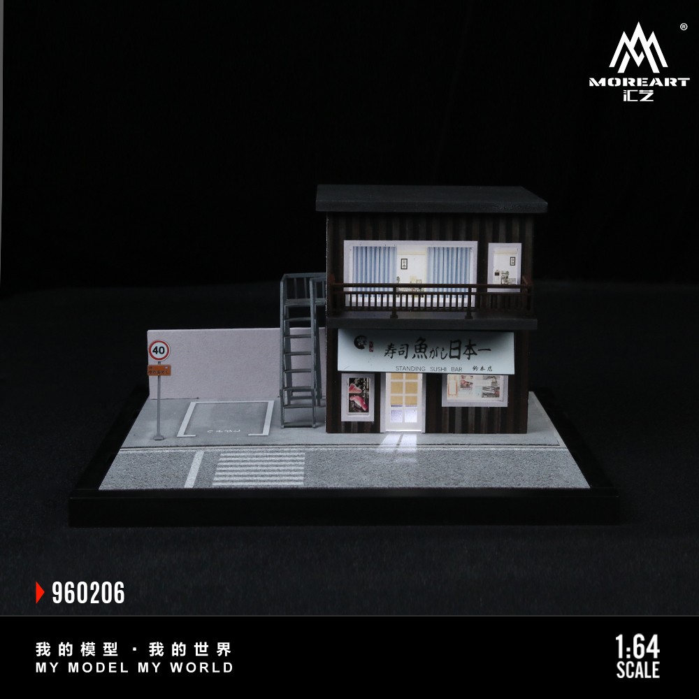 1/64 Diorama Garage Scene Building LED Light Display Parking Lot scene Model US