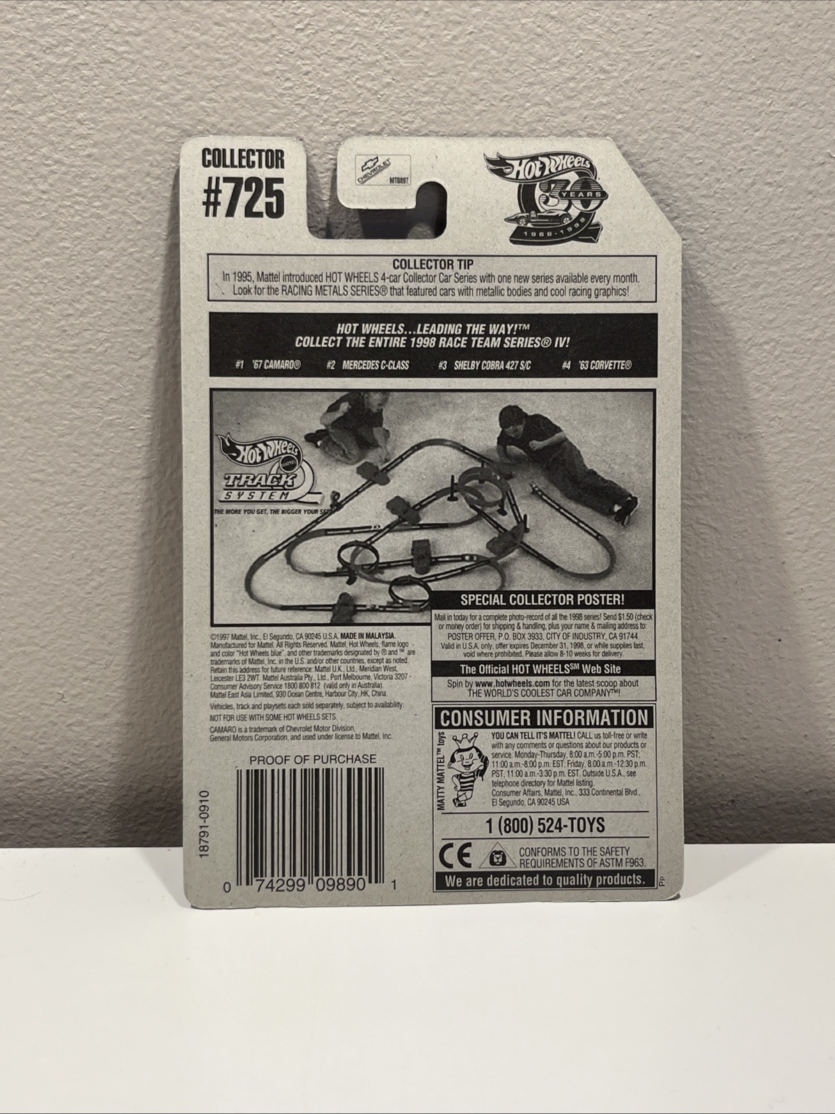 1998 Hot Wheels #725 Race Team Series IV 1/4 ’67 CAMARO Blue HC50