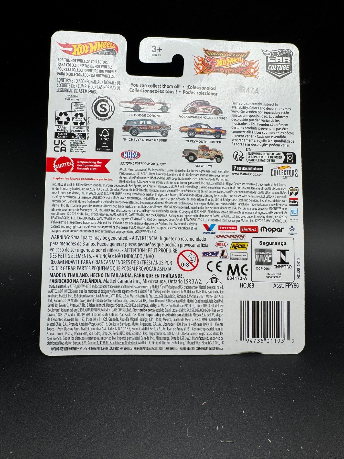Hot Wheels ’33 Willys 5/5 Drag Strip Demons Car Culture Premium Q1