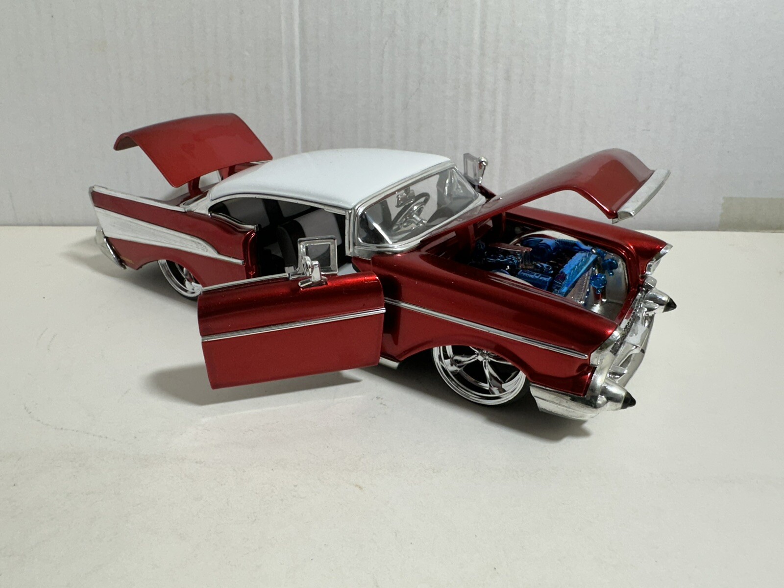JADA DUB CITY 1957 CHEVY BEL AIR CANDY RED 1:24 DIECAST MODEL CAR NEW NO BOX