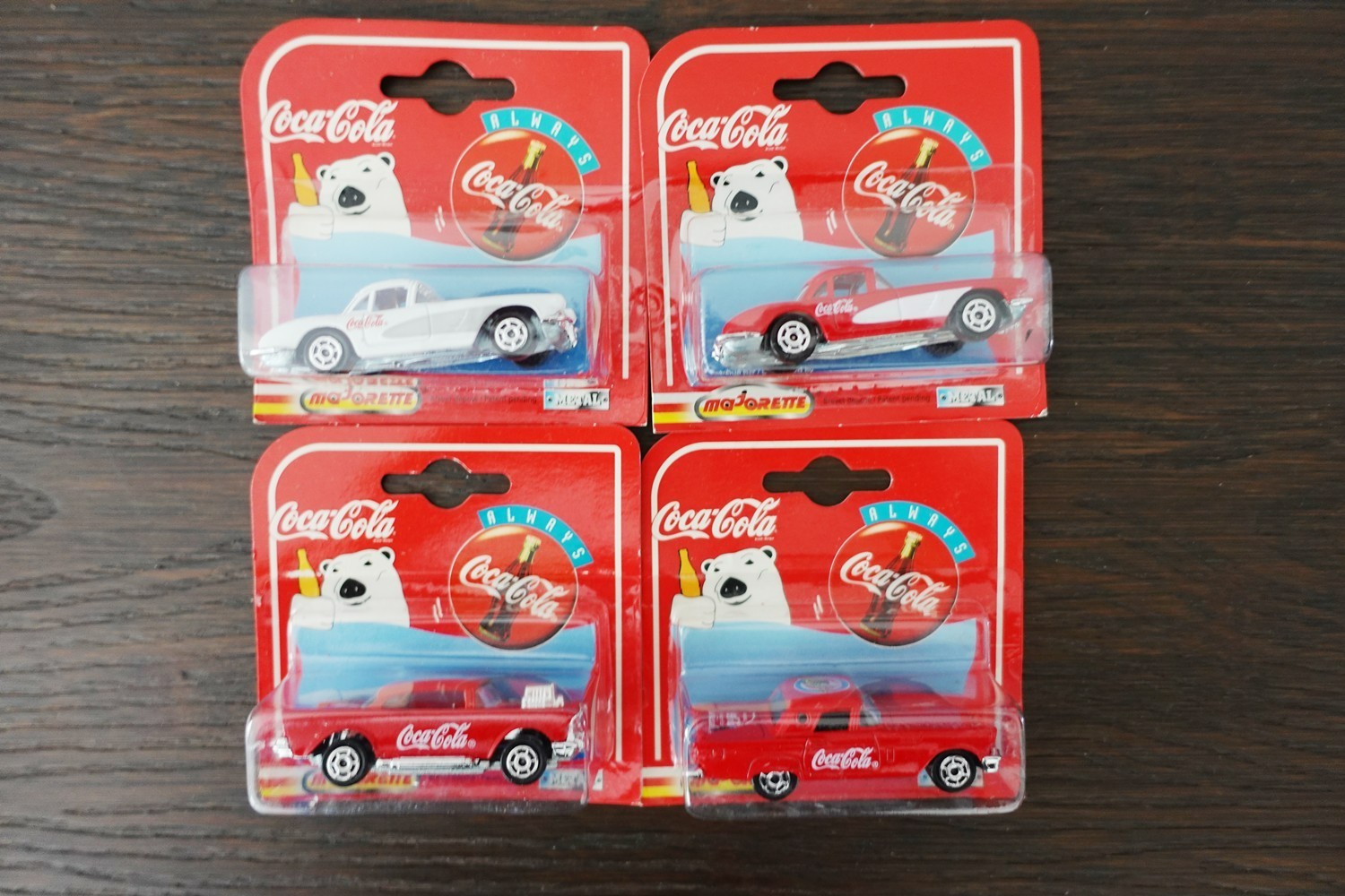 Lot of 4 Majorette Coca-Cola on 1997 card