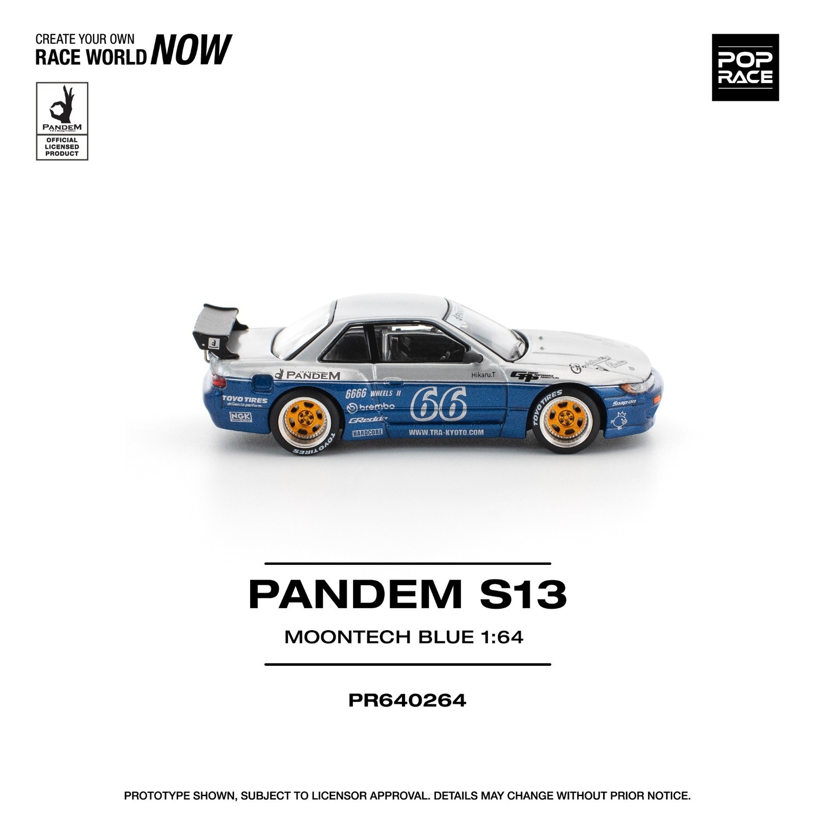 Pop Race 1:64 Pandem Nissan Silvia S13 MOONTECH BLUE