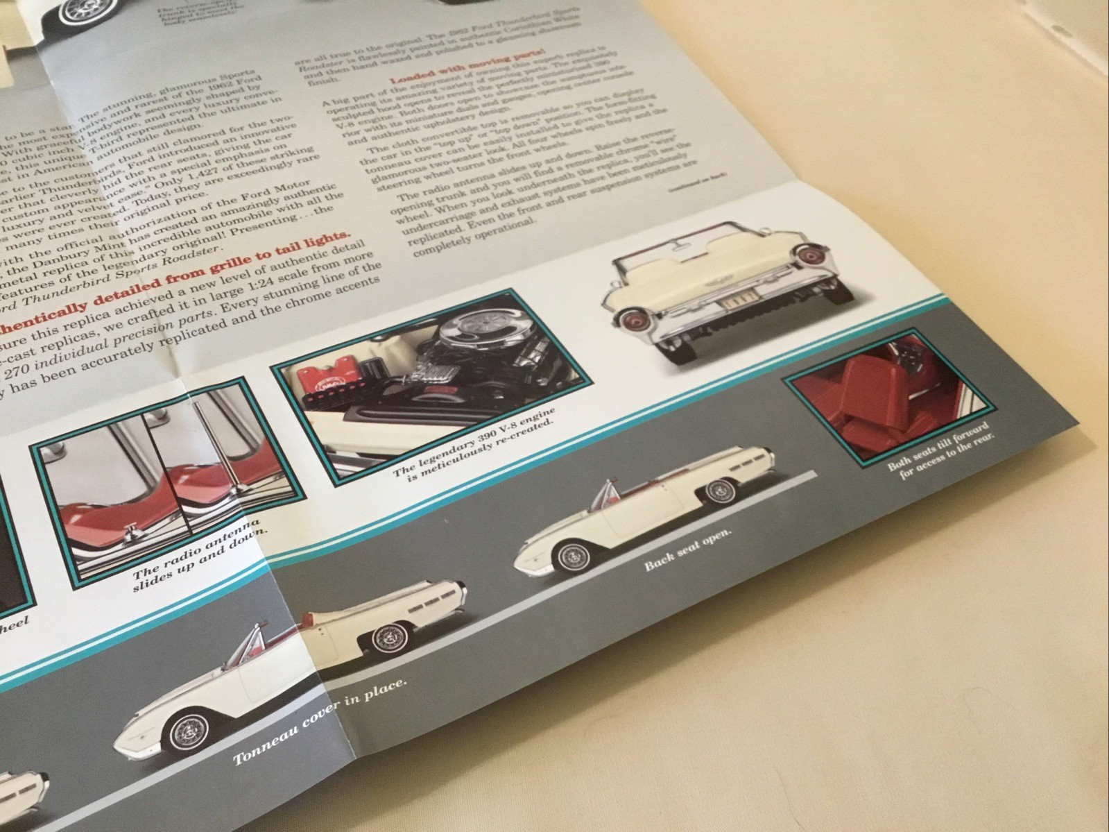 Danbury Mint 1962 Ford Thunderbird Sports Roadster Brochure Paperwork Only 1:24