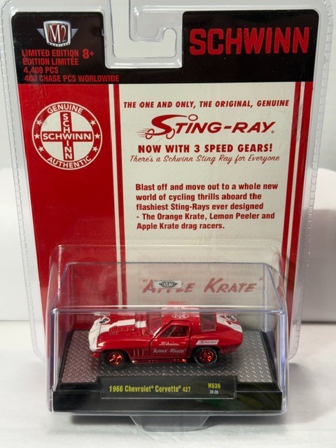 M2 MACHINES – CHASE – 1966 CHEVROLET CORVETTE 427 – SCHWINN RED – 1 OF 400