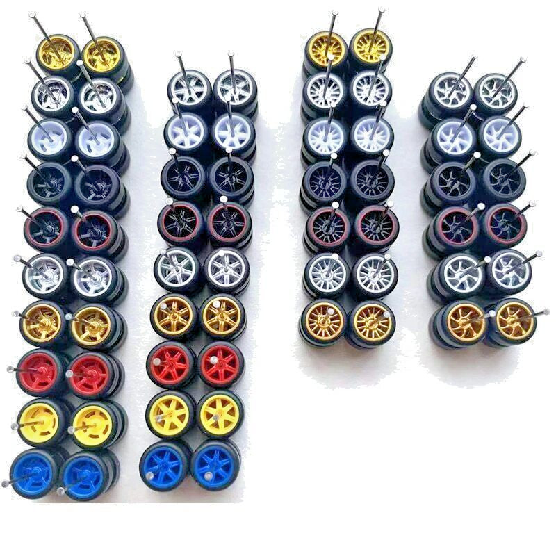 Hot Wheels 50 Sets *YOU CHOOSE* Mixed Style Rims & Real Rider Rubber Tires 1/64