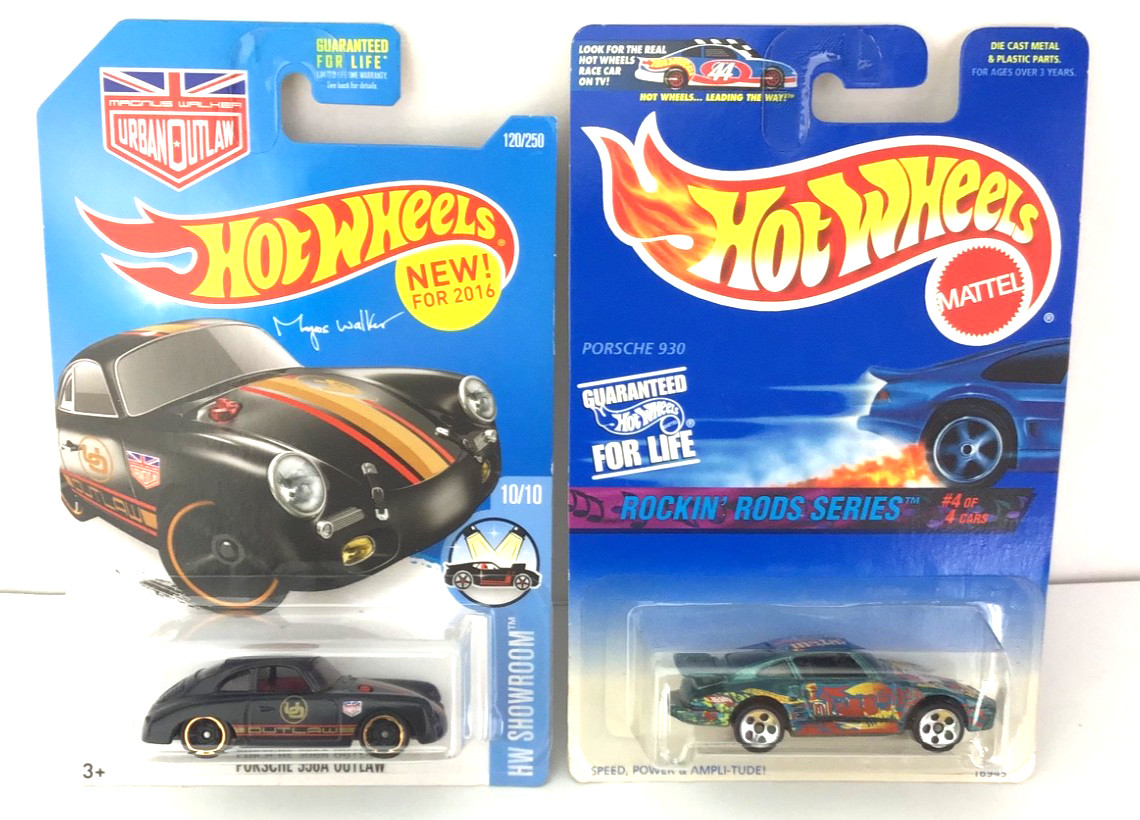 2 PCS HOT WHEELS PORSCHE 356A OUTLAW & PORSCHE 930 NIP