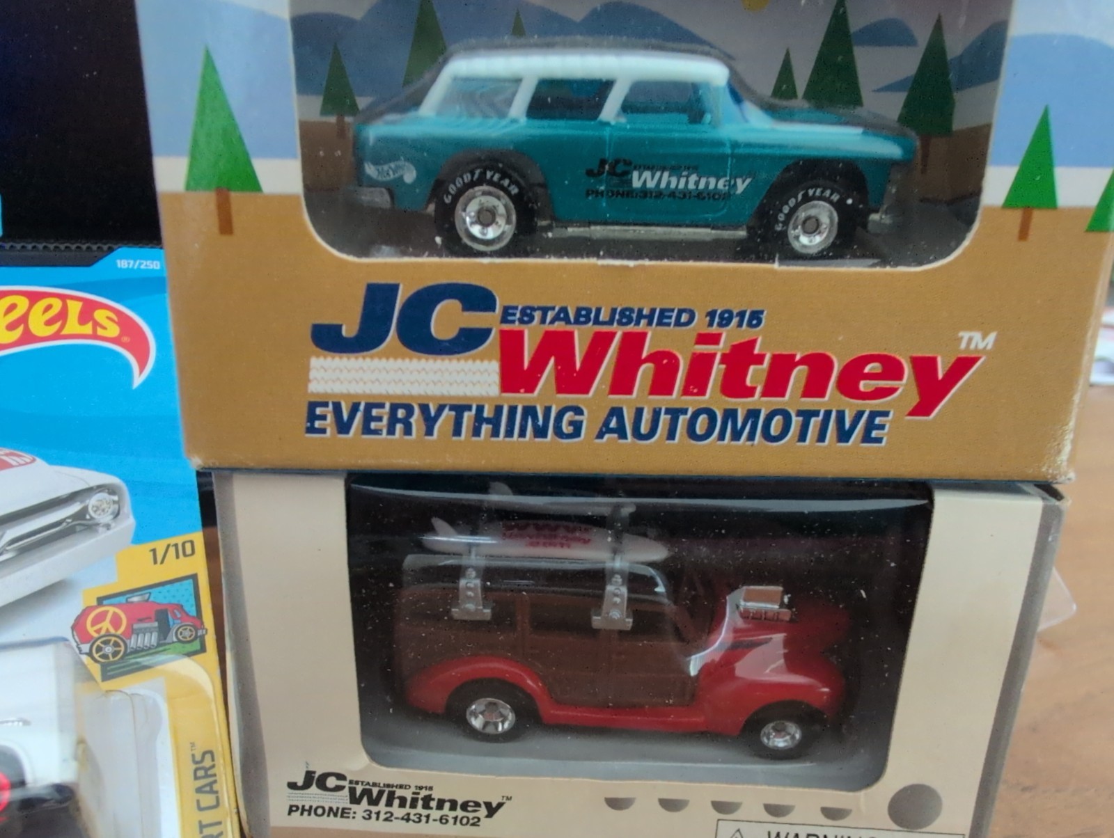 Hot Wheels Lot Of 5 (2) JC Whitney’s 40’s WOODIE & NOMAD. (3) Mixed Hot Wheels.