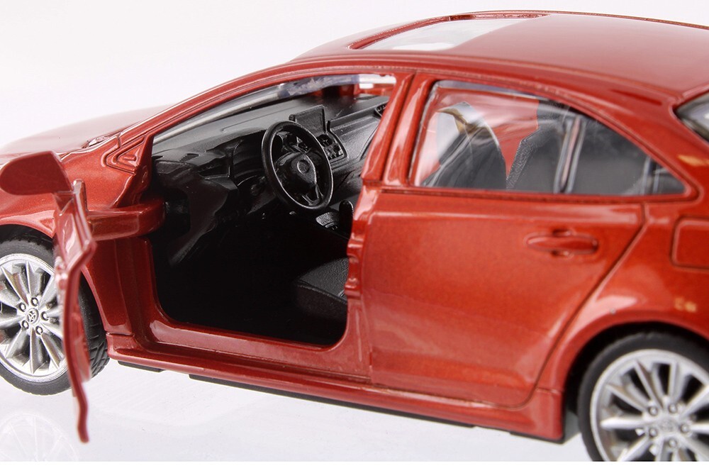 Red Toyota Corolla Diecast Toy with Pullback Action 1/43 Scale 4.25 Inches Long
