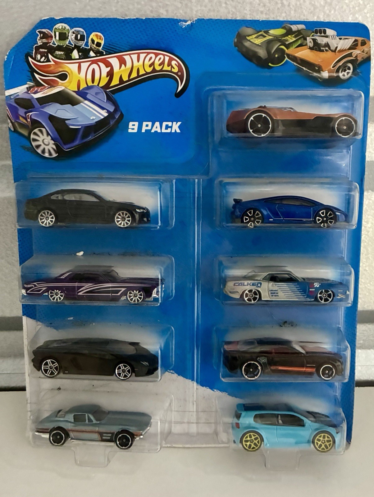 Hot Wheels 9 Pack 2013 Unopened Box With Lamborghini, BMW M3, Volkswagen Golf