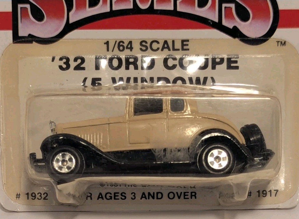1980s Ertl Replica Series ’32 Ford 5-Window Coupe Tan/Black 1/64 Scale