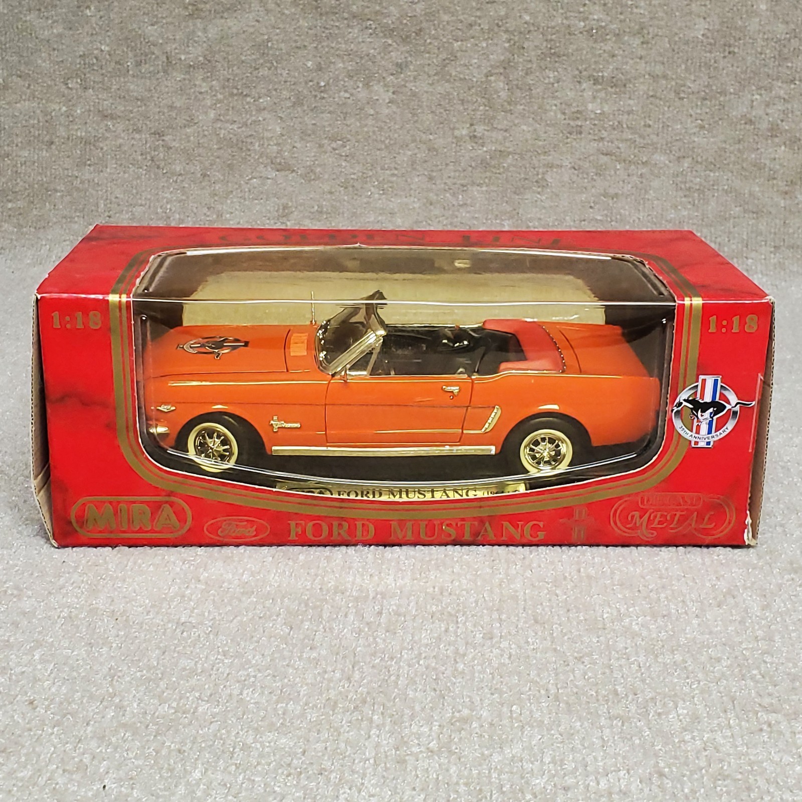 1964 1/2 Mira Golden Line Diecast Ford Mustang Convertible 1:18 NOS In Box