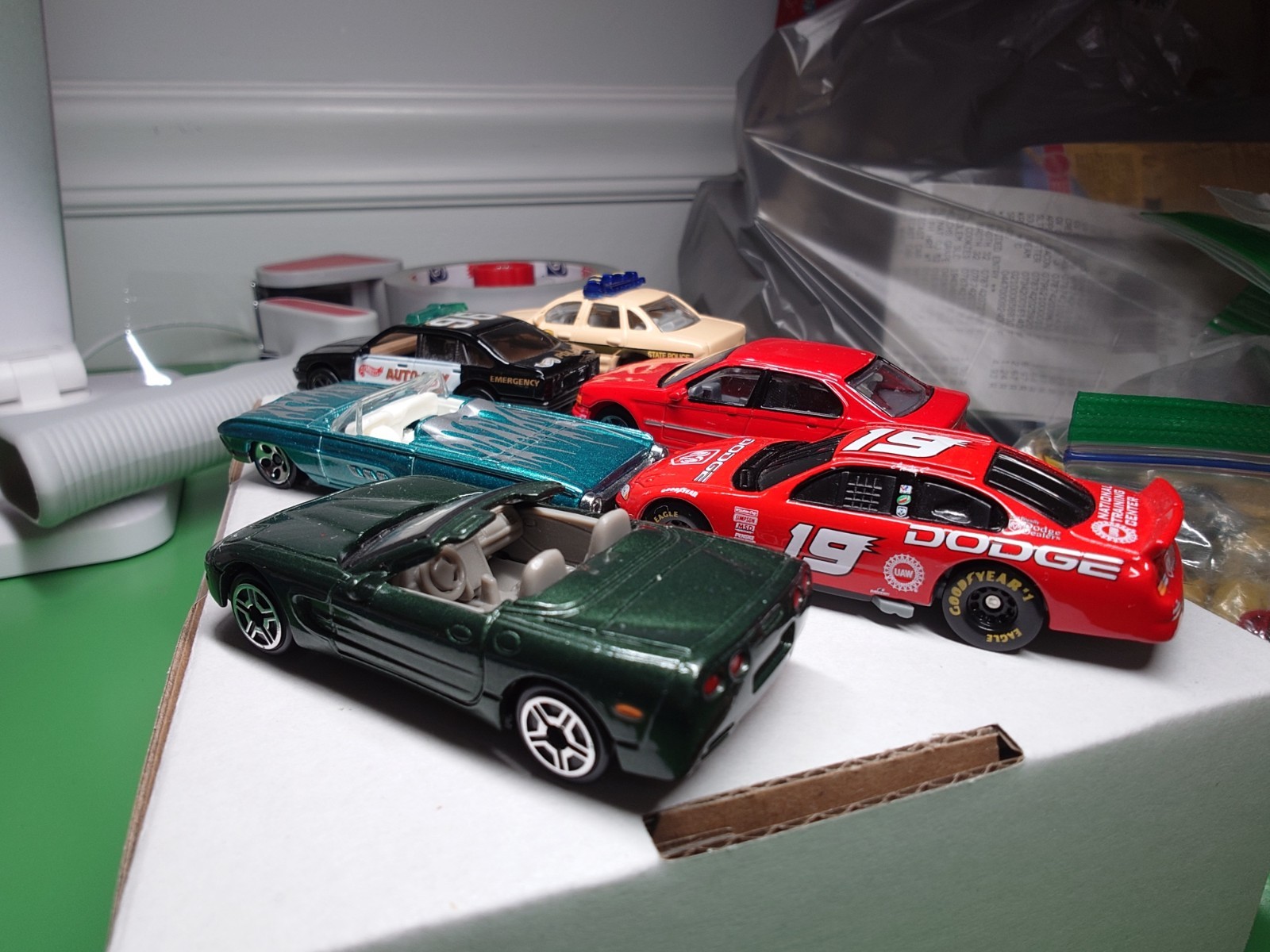 Lot Of 6 Nice Hot Wheels And Other Brand Diecast Cars, Thunderbird, Police, Bmw
