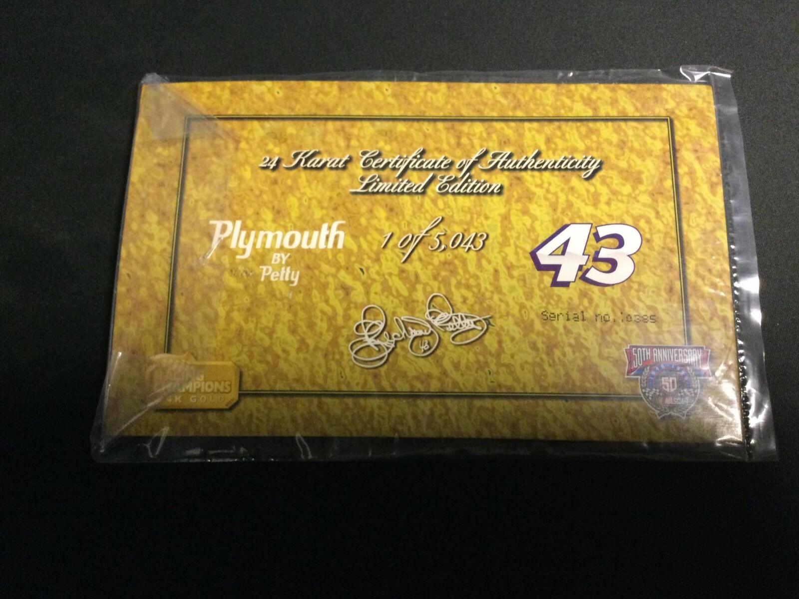 PLYMOUTH BY RICHARD PETTY Racing Champions #43 GOLD & BLUE /5,043 W/ COA NIB