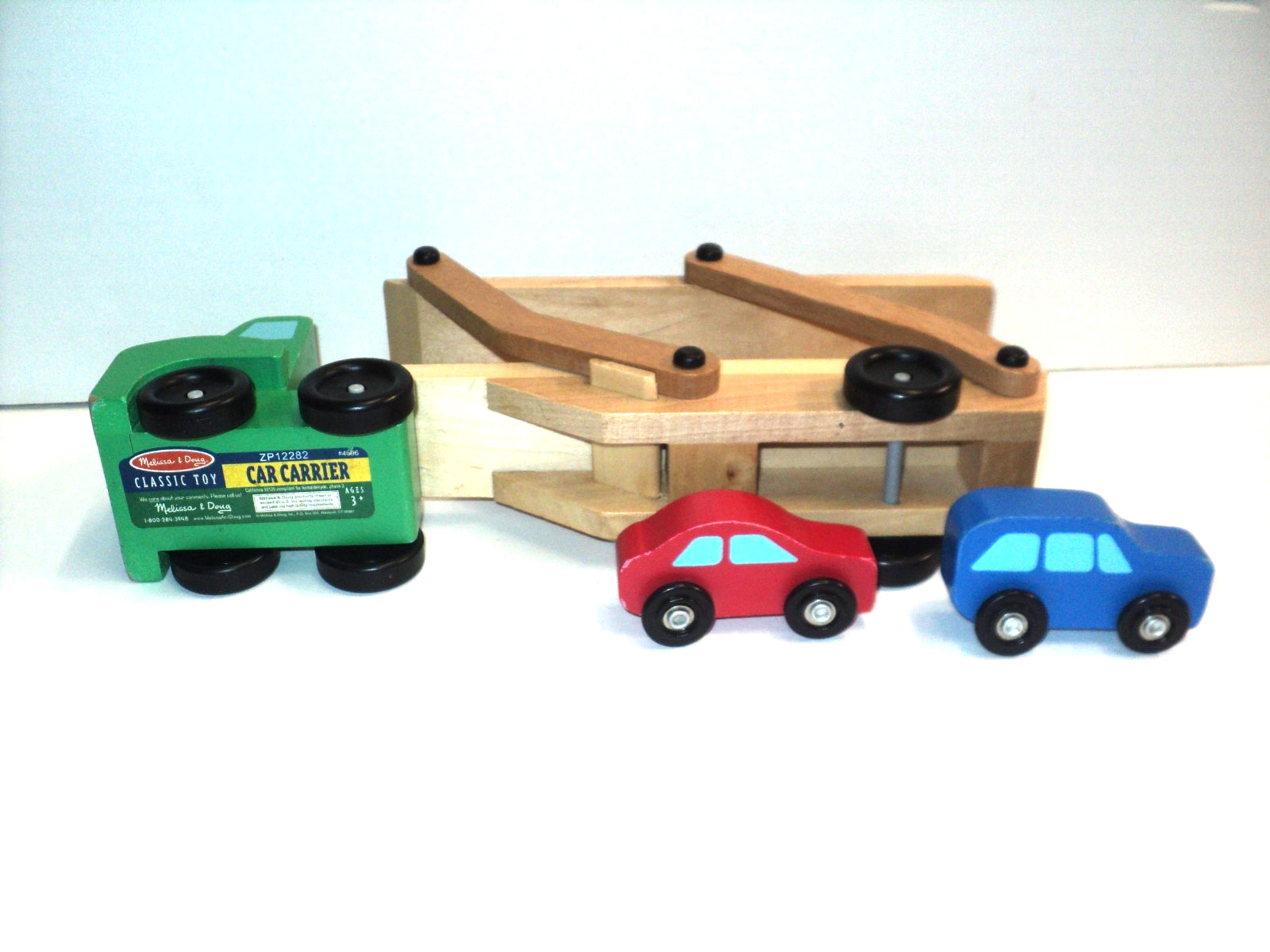 Melissa & Doug Car Carrier Classic Toy Wooden Truck & 2 Cars #4096 Wood