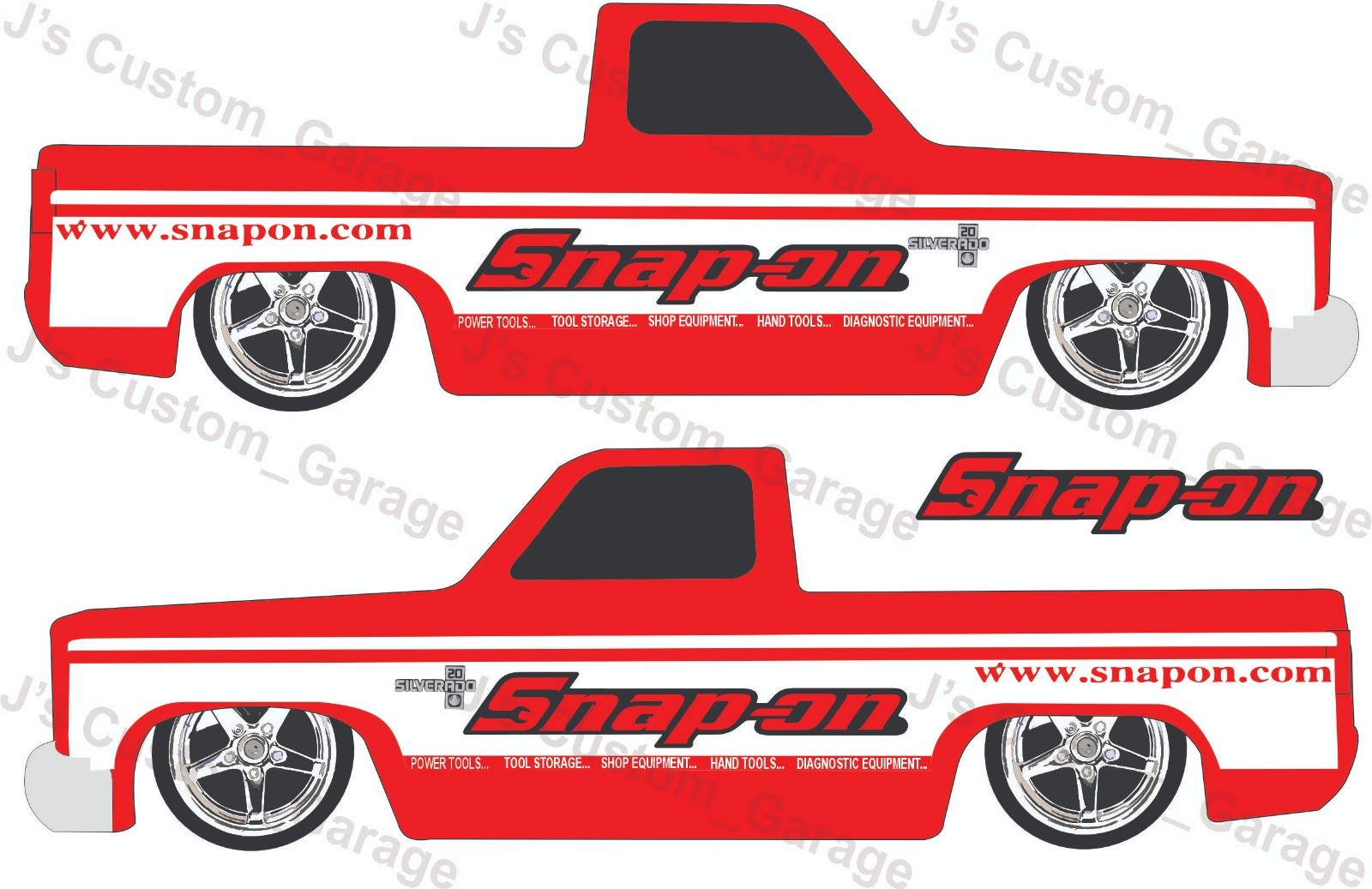 Snap-on 83 Silverado 1/64 custom water slide decal for Hot Wheels
