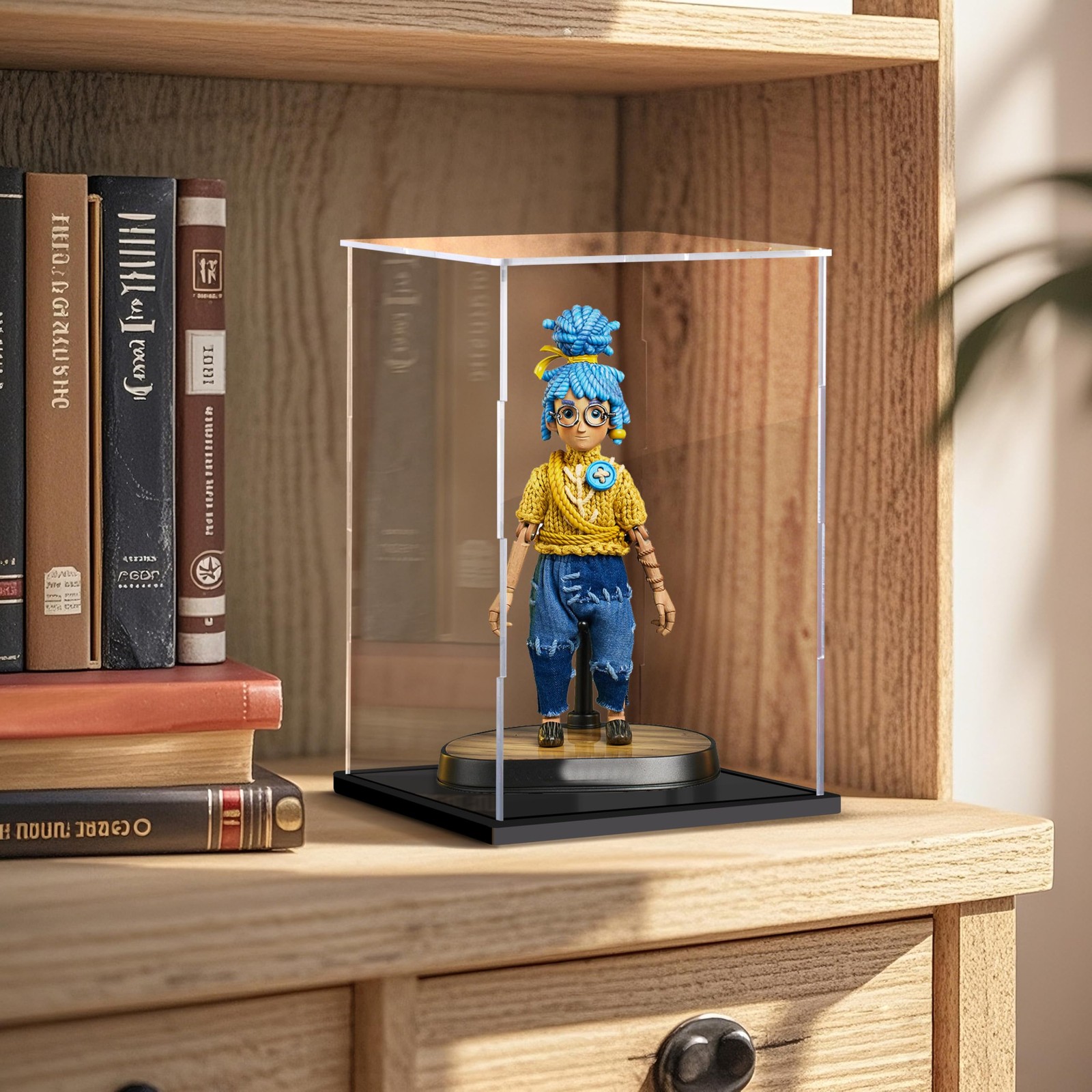 XINISS Clear Acrylic Display Case for Collectibles 8 x 8 x 12 inches, White