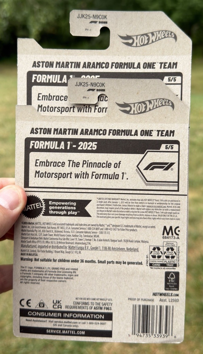 2026 Hot Wheels F1 Aston Martin Aramco Formula One Team Formula 1 #185