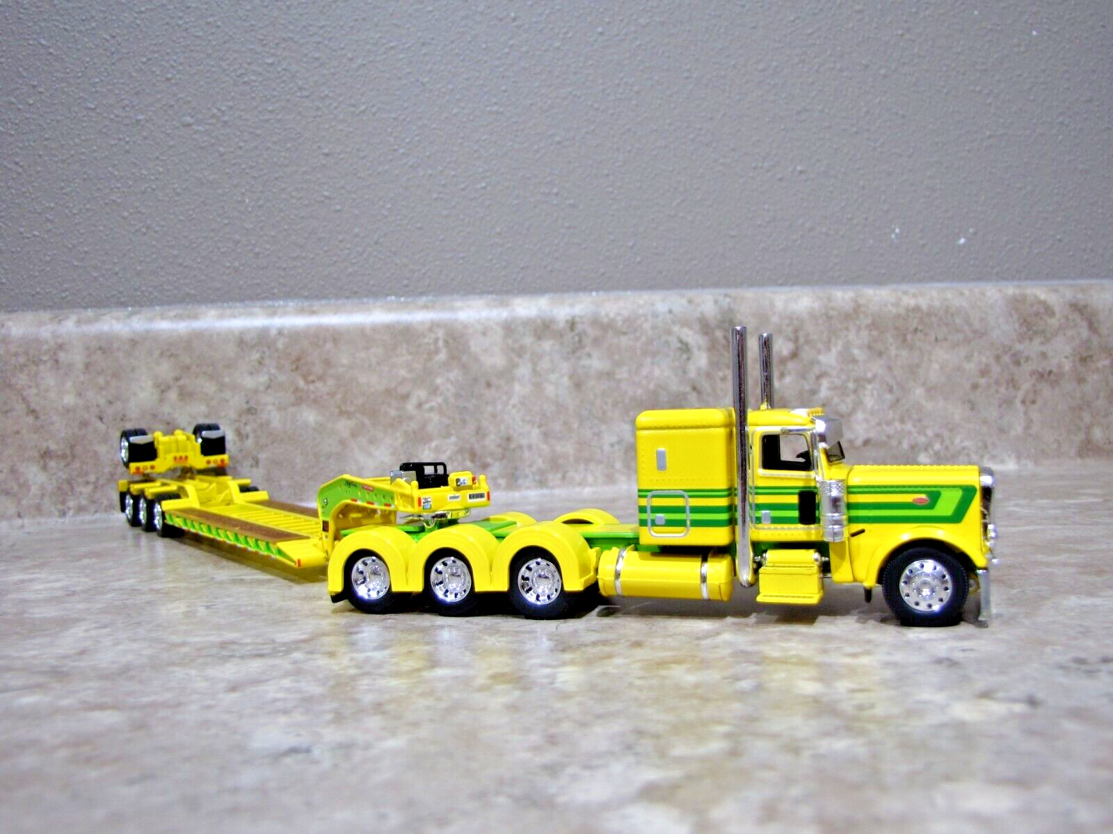 DCP 1/64 Yellow Green Tri-Axle Peterbilt 389 Fontaine Lowboy Trailer 60-1974