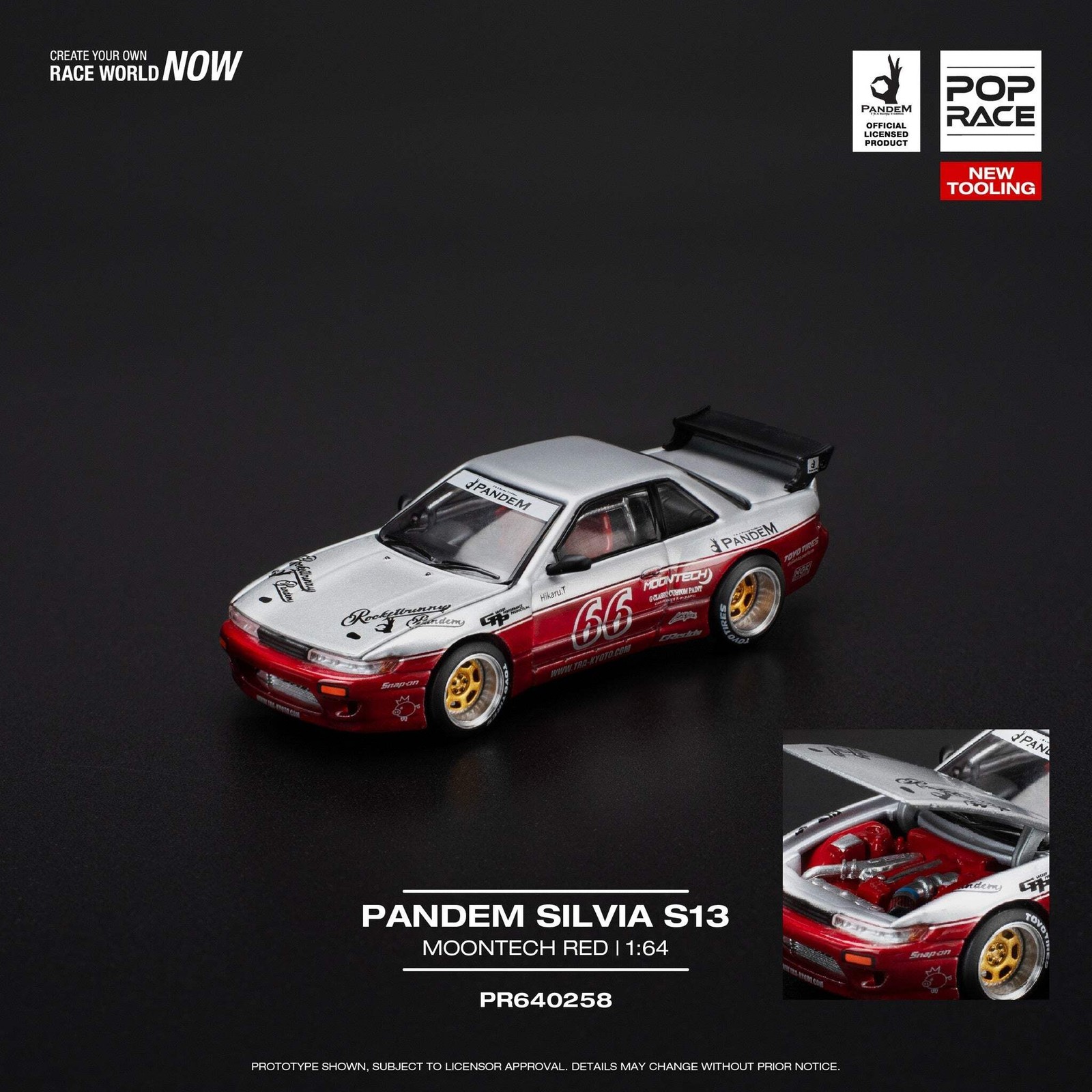 Pop ace 1/64 Pandem Silvia S13 – Moontech Red