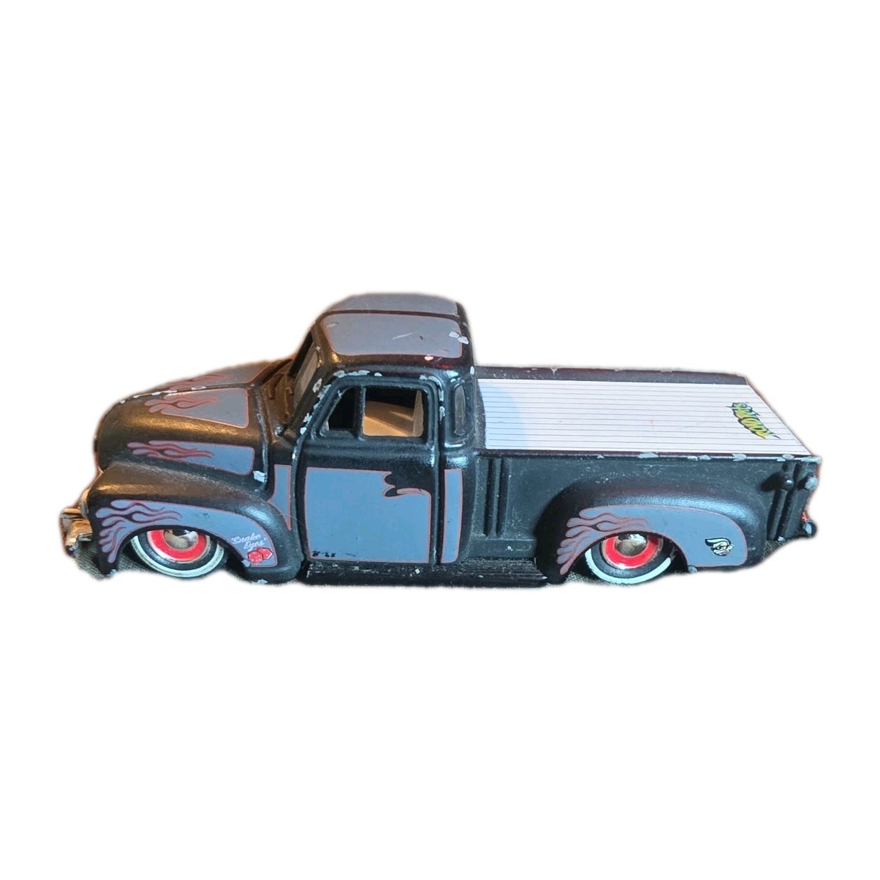 Jada Toys Road Rats 1951 Chevrolet Pickup Truck Black Flames 1:64 Rubber Tires