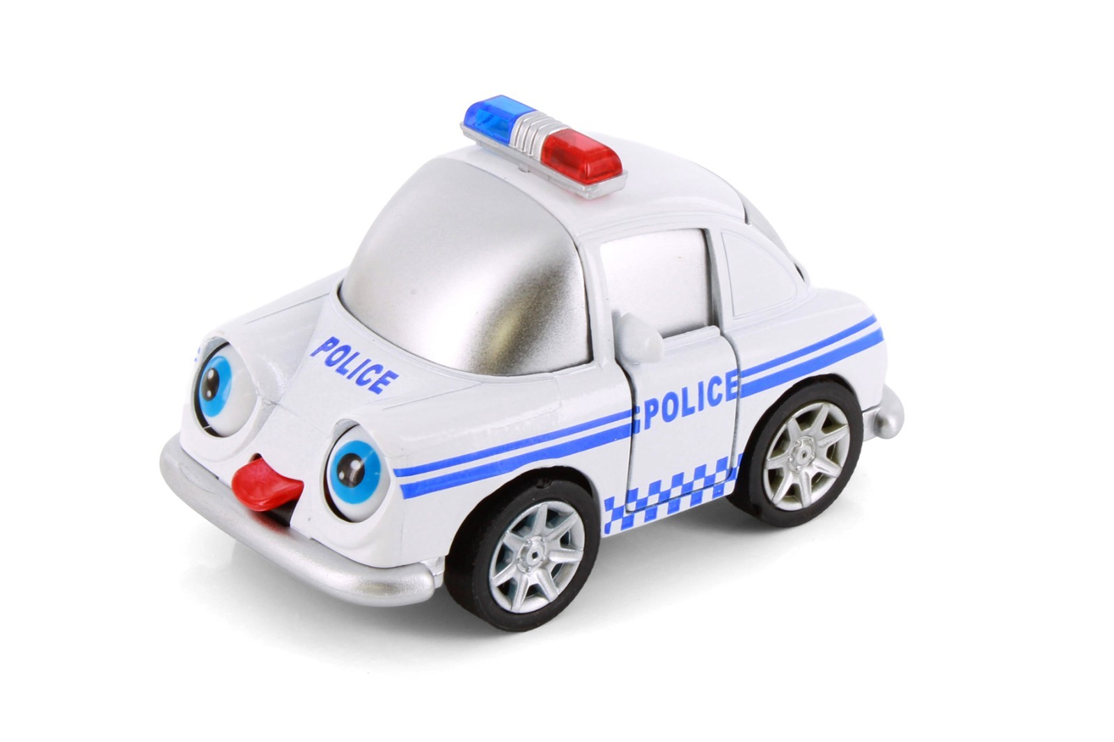 Cutie Cars w/Movable Eyes & Tongues – Police, White – Showcasts 403/4D – 4″ Scal