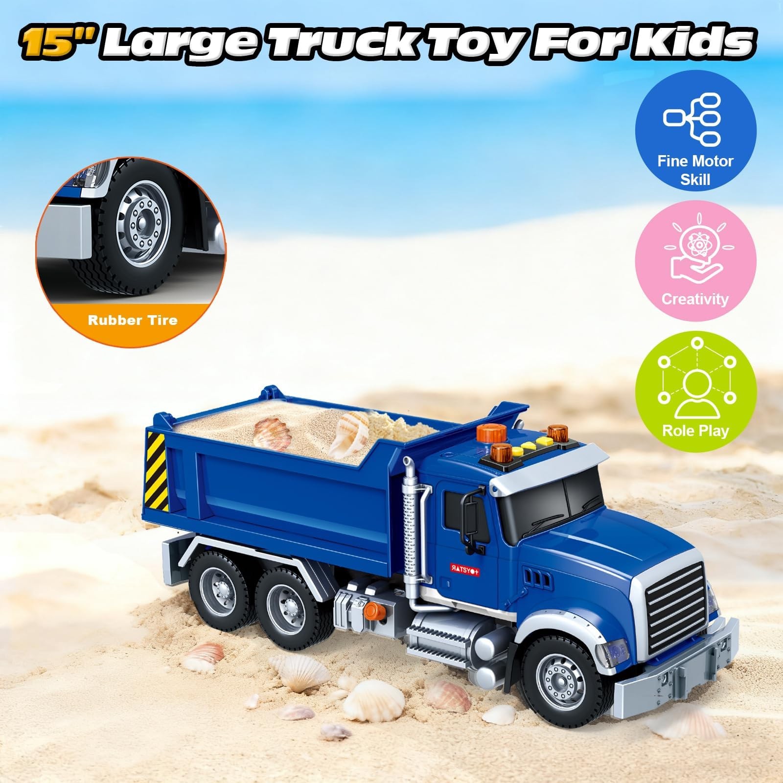 Bstoyder Kids Toys for 3 4 5 6 7 8 Years Old Boys, Large Dump Truck Toy with …