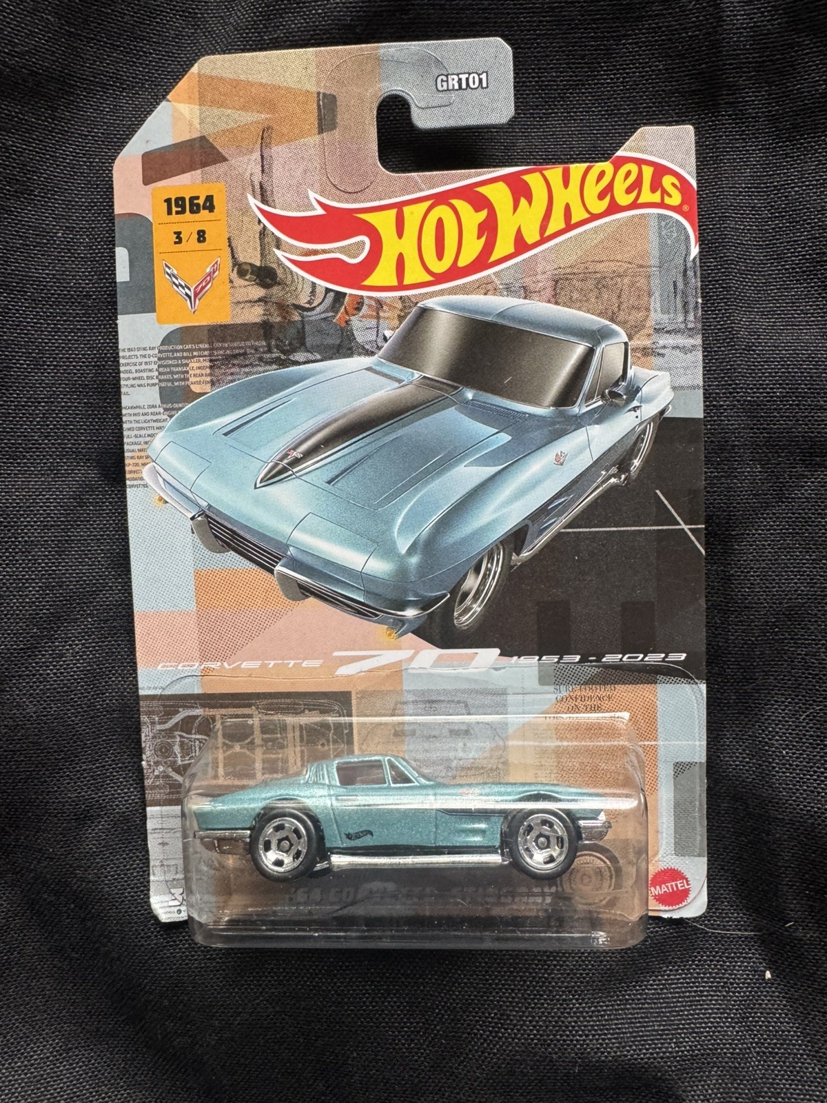 A36 2023 Hot Wheels 70 Years Corvette ’64 Corvette Stingray, Blue 3/8