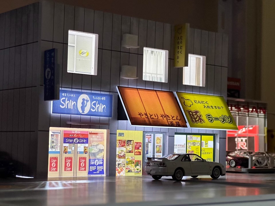 Diorama 1:64 Diecast Garage Model Lighting Japanese Model Scene Display Gift US