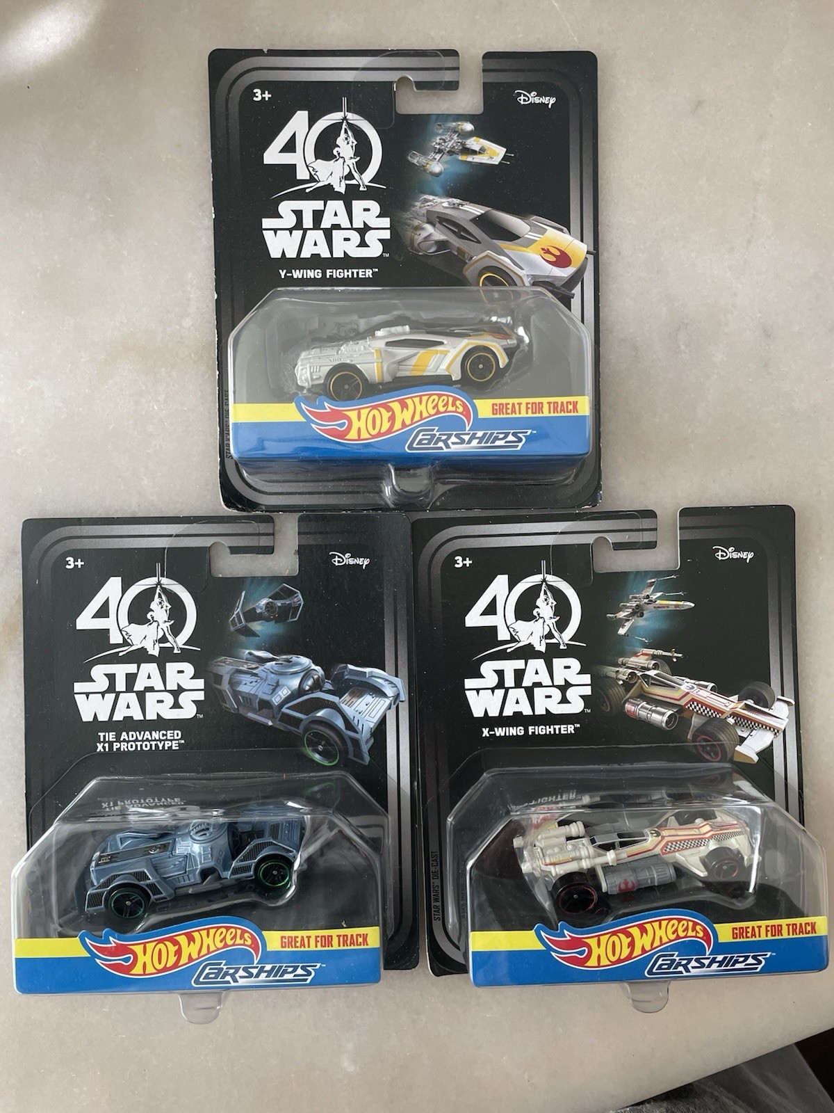 Hot Wheels Star Wars 40 Anniversary Carships Set of 3 Disney Brand New