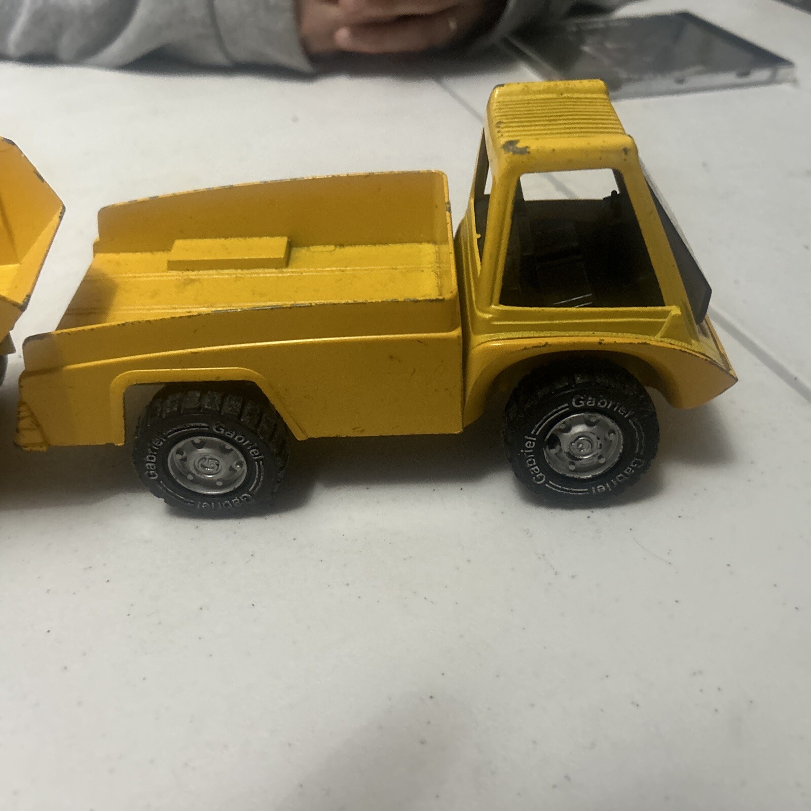 Vintage Gabriel Yellow pressed steel commercial trucks