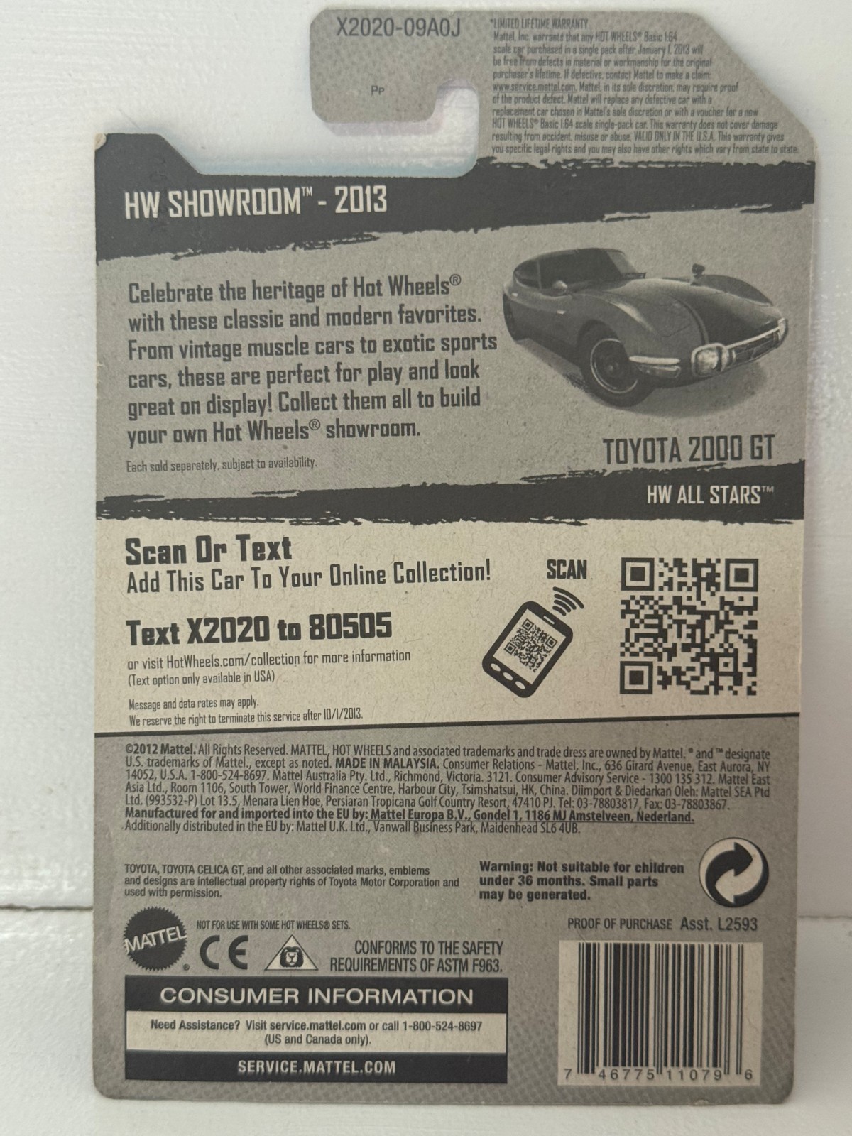 2013 HOT WHEELS SUPER TREASURE HUNT HW SHOWROOM TOYOTA 2000 GT 1:64