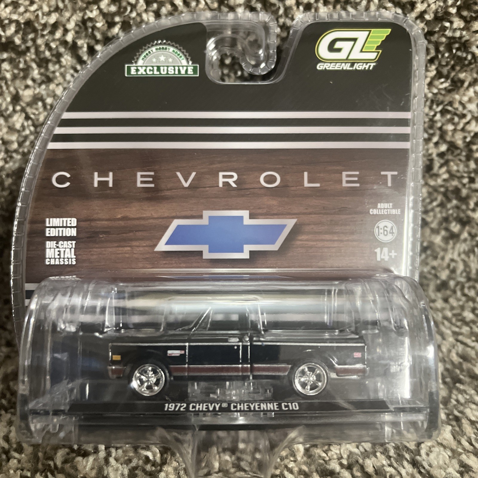 1:64 Greenlight 1972 Chevy Cheyenne C10 Short Bed Black Hobby Exclusive NEW!!