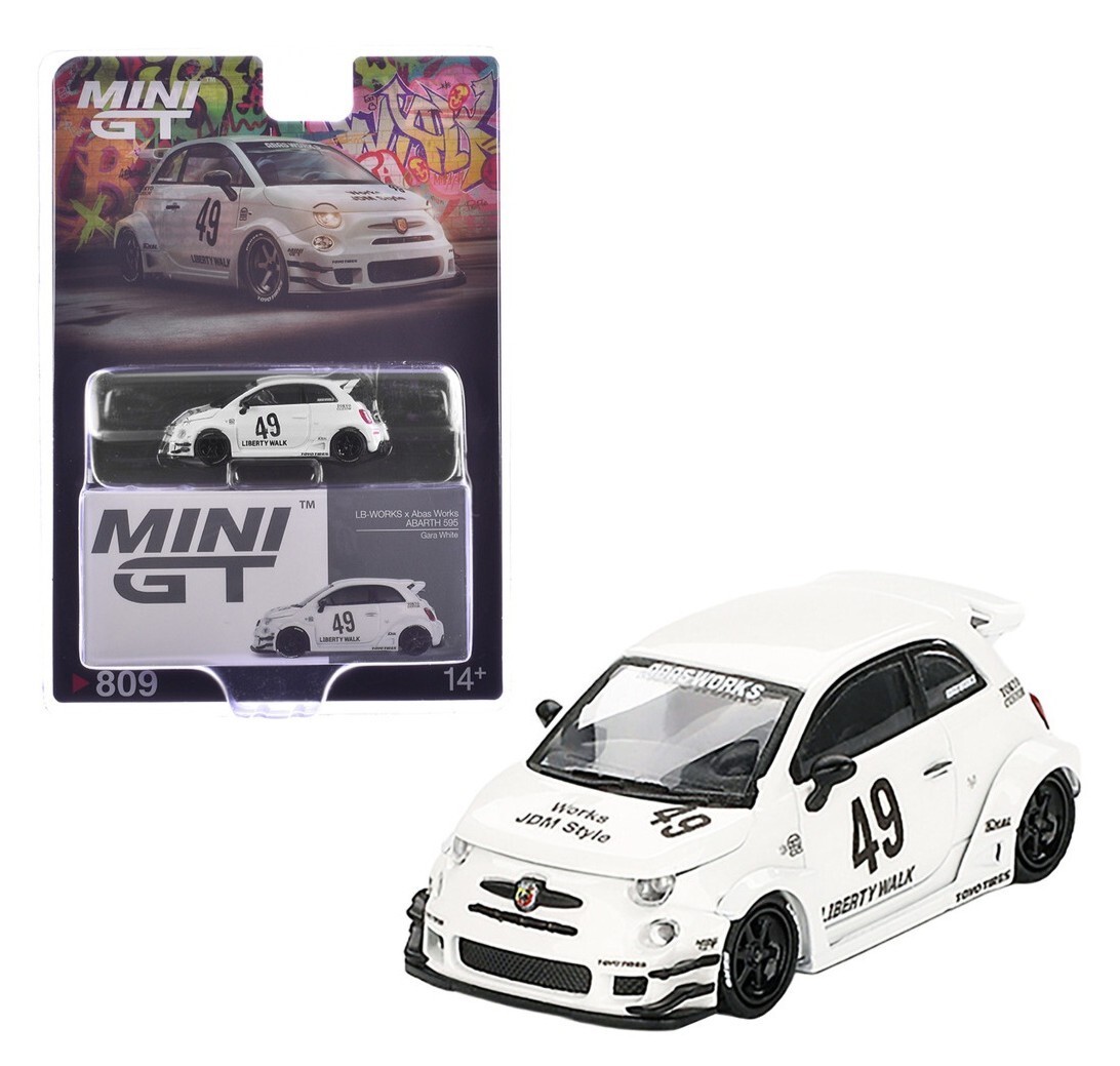 Mini GT 1:64 LB-WORKS x Abas Works ABARTH 595 Gara White Diecast Car MGT00809