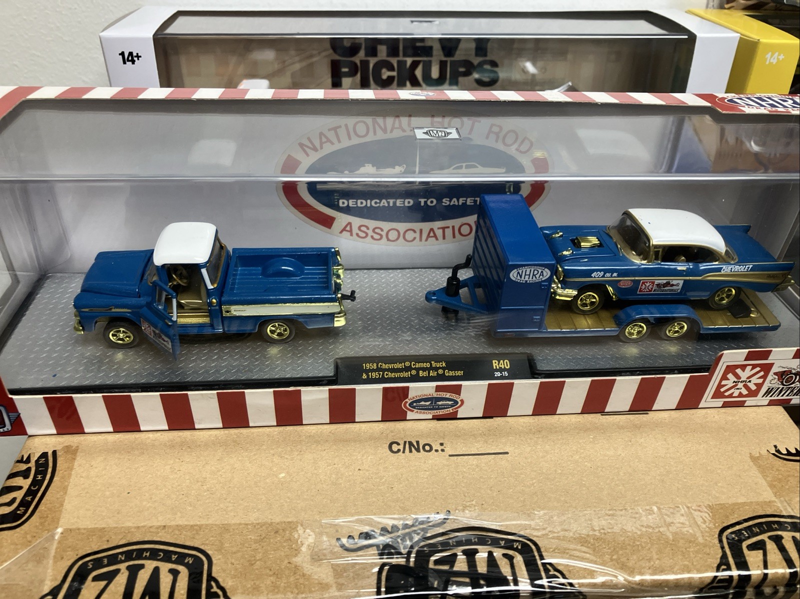 M2 NHRA 1958 Chevrolet Cameo Truck & 1957 Chevrolet Gasser CHASE in box