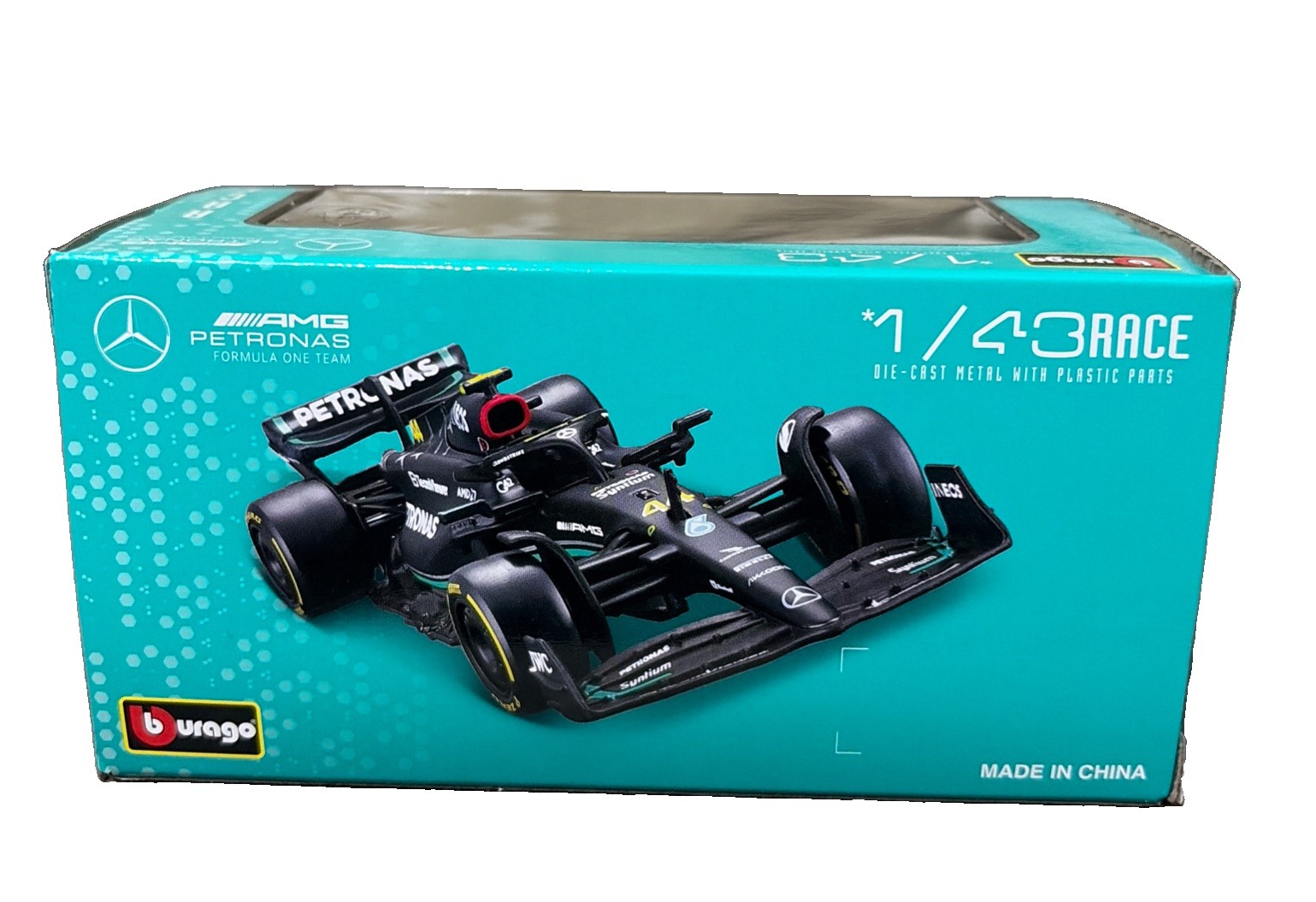 Burago 1:43 Petronas F1 Formula Mercedes AMG Lewis Hamilton and George Russell