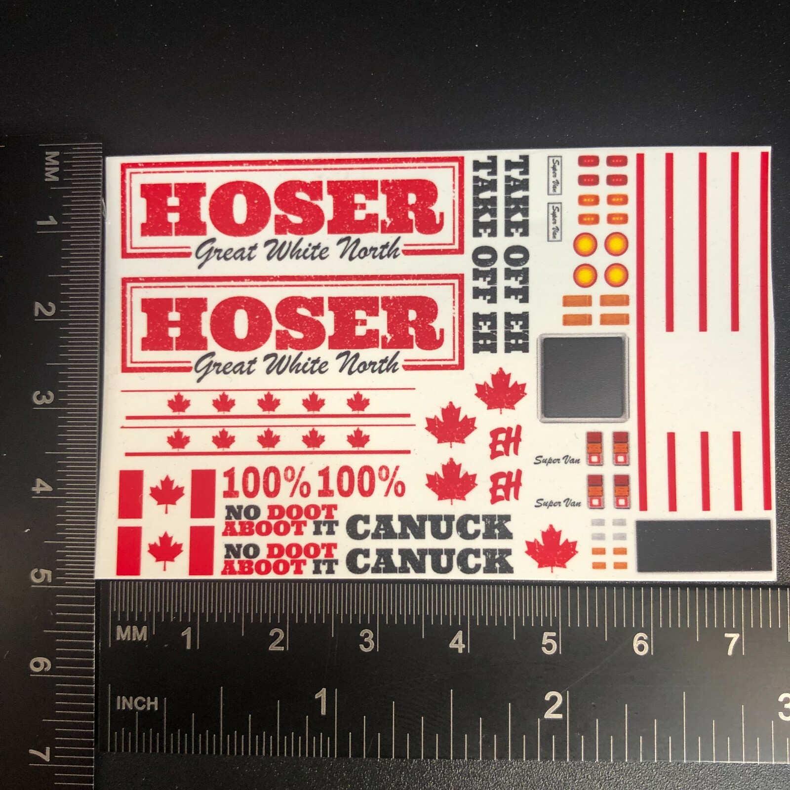 Clear 1:64 Waterslide Decal for Super Van Canuck Hoser Great White North